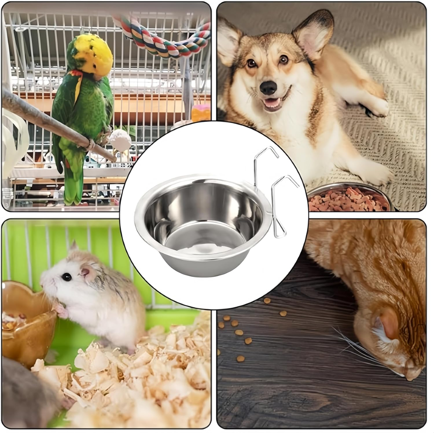 Set of 2 Stainless Steel Kennel Water Bowl Hanging, Crate Hanging Pet Bowls for Food and Water Dog Crate Water Bowl Dog Dish Feeder Food Holder No Spill image number 3