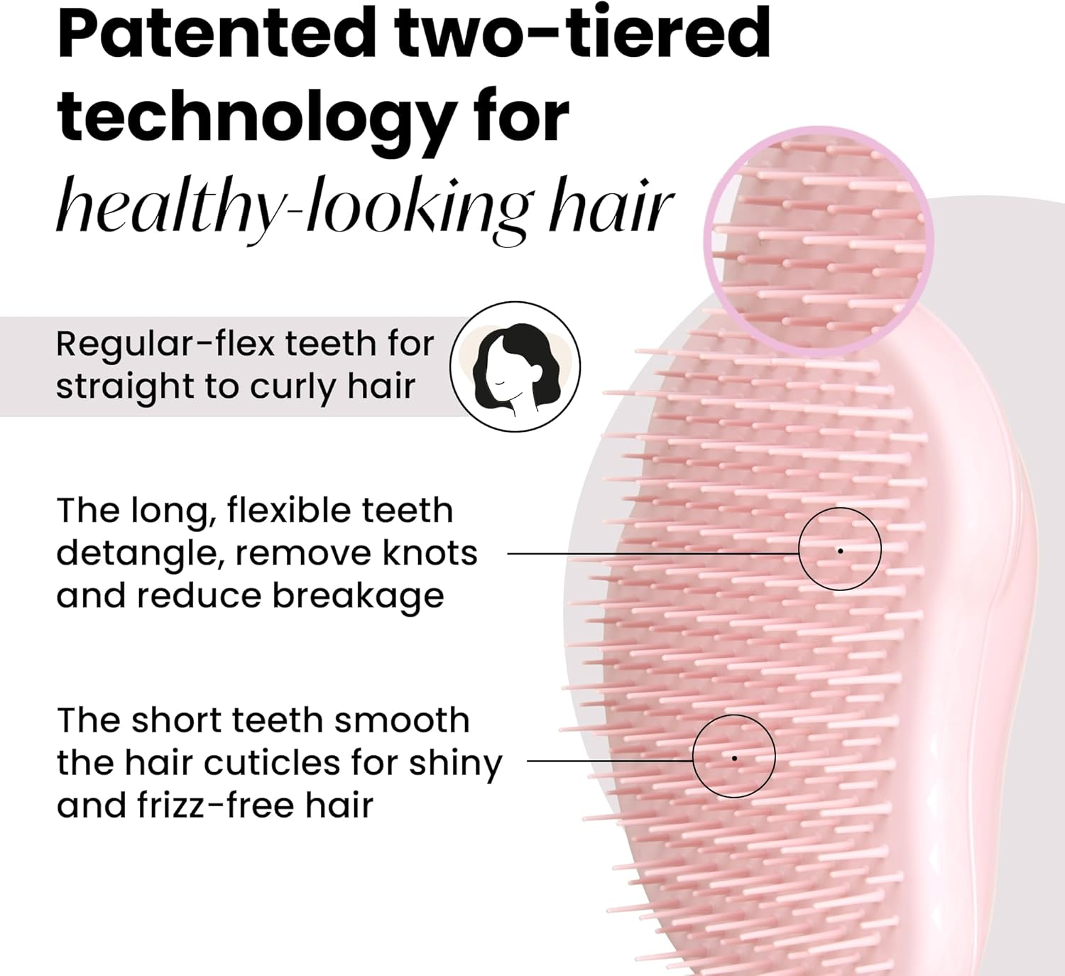 Tangle Teezer Original Soft Hair Brush, No Pull - Cares for Fine Hair - Anti-Breakage Comb for Girl - Pink image number 2