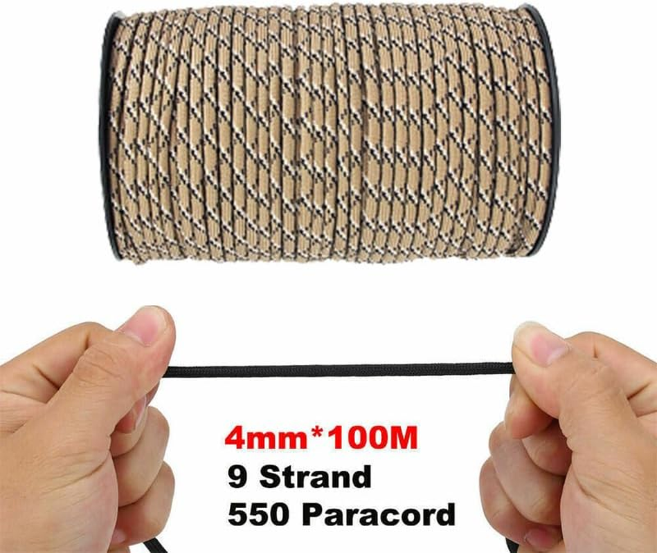 Leona Co 550 Paracord Parachute Cord - 9 Strand 100M Core Paracord Rope Lanyard Mil Spec Type III for Camping, Hiking and Survival (Camouflage) image number 6