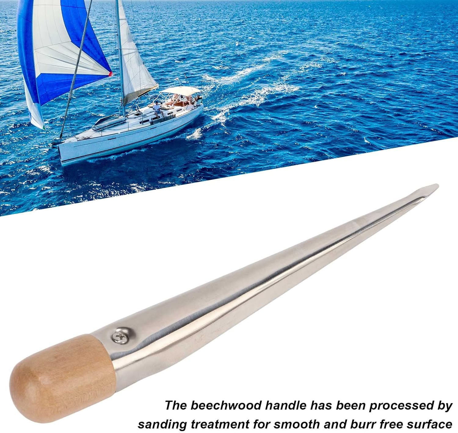 Marine Splicing Spike 304 Stainless Steel Pom Plastic Handle Maintenance Tool for Boats Yachts Rope Splicing FID Boating & Water Sports (Small 2932S) image number 1