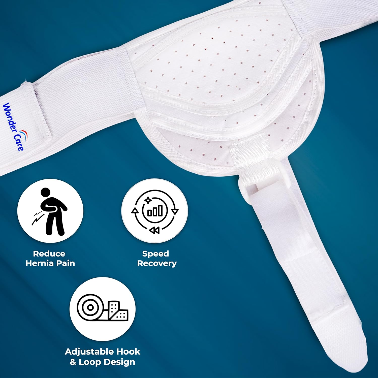 Wonder Care Hernia Belt for Men Inguinal Hernia Support Belt Pain Relief with Removable Compression Pads Groin Hernia Truss Flexible Adjustable Groin Straps Left or Right Inguinal Hernia Truss Brace-S/M image number 5