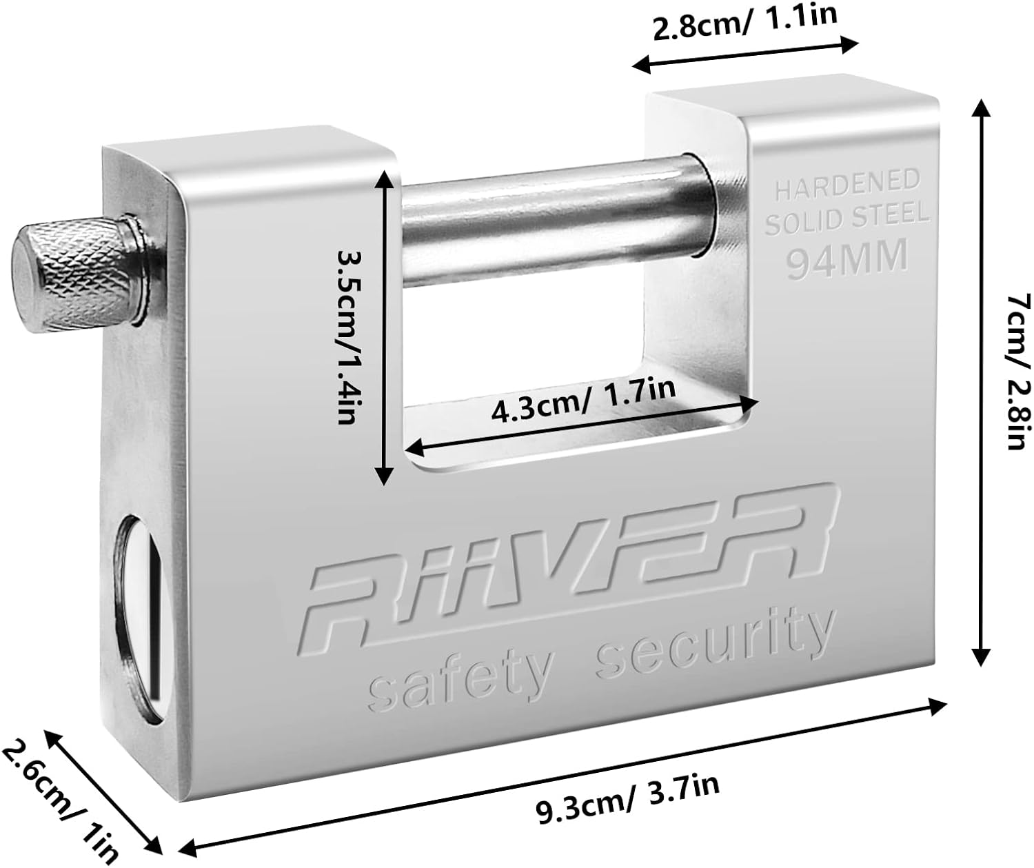 WAIZHIUA Heavy Duty Padlock 1Kg Hardened Solid Steel Hardware Monoblock Lock Security Lock with 4 Keys for Garage Warehouse Shipping Container Lockers image number 5