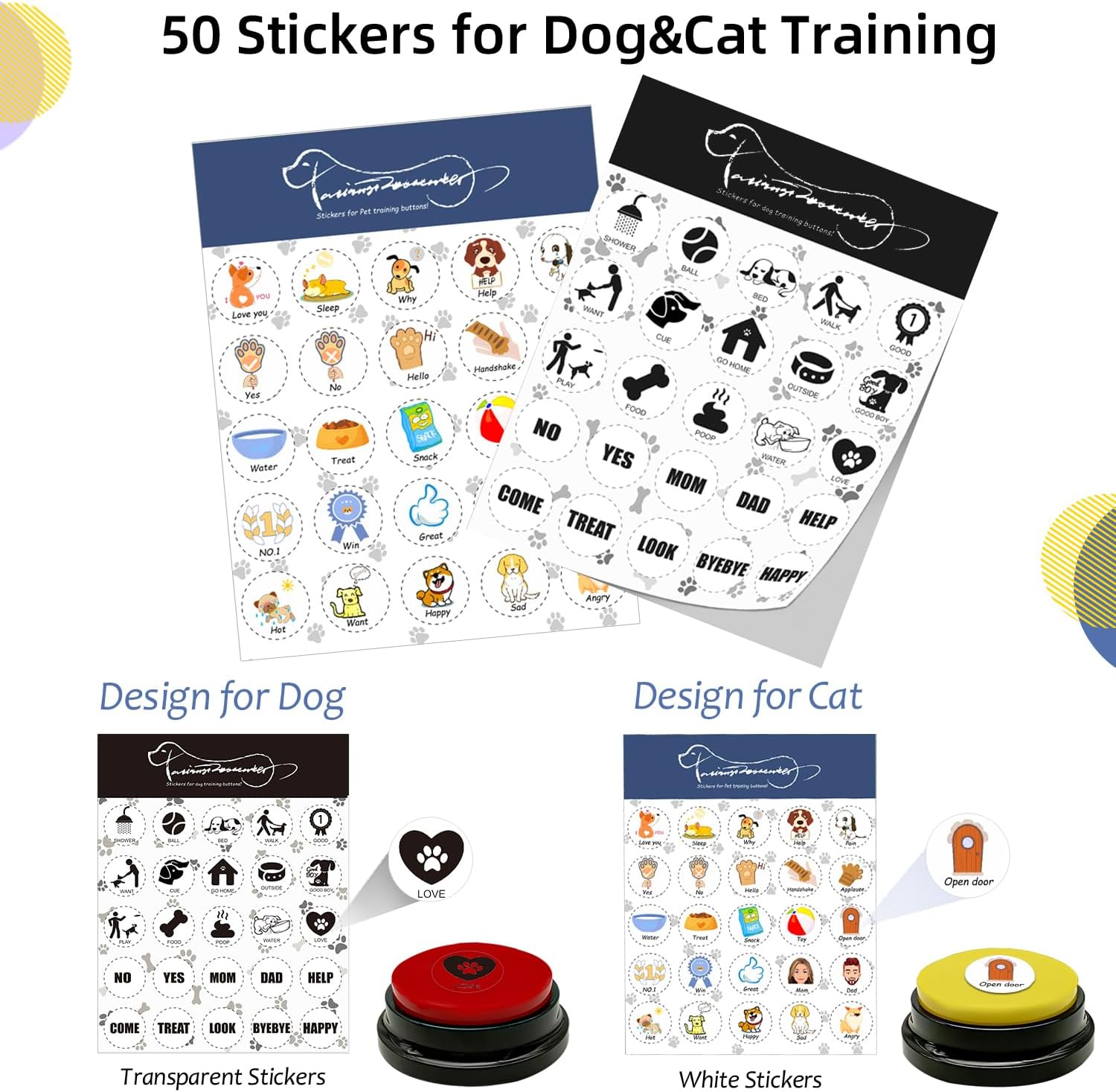 MMGGAISH 6 Piece Dog Talk Button Set, Dog Button for Communication, 30 Seconds Recordable Voice Pet Buzzer Training Button, Dog Button with Waterproof Non-Slip Pad and 50 image number 4