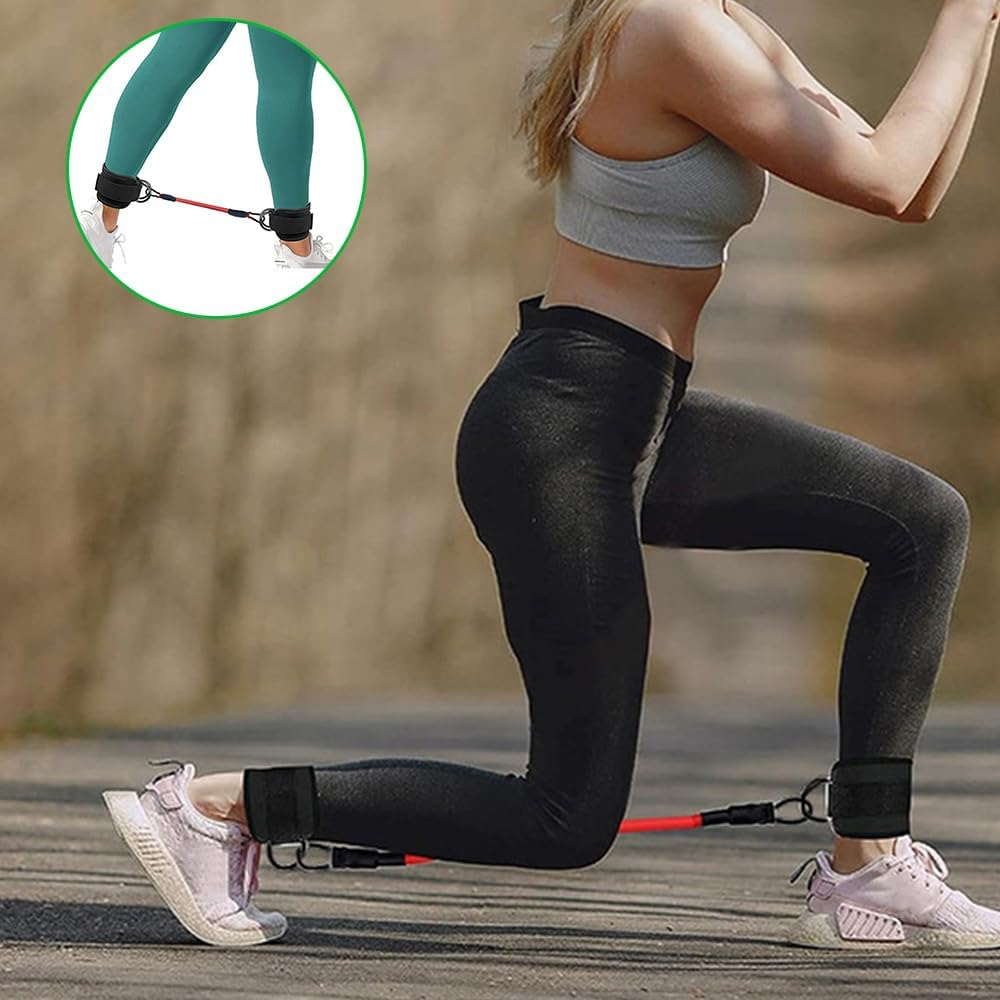 Ankle Resistance Bands with Cuffs and Storage Bag, 10 Lbs 20 Lbs 30 Lbs 3 Different Pound Fitness Training Ankle Strap, Women Exercise Equipment, Black image number 1