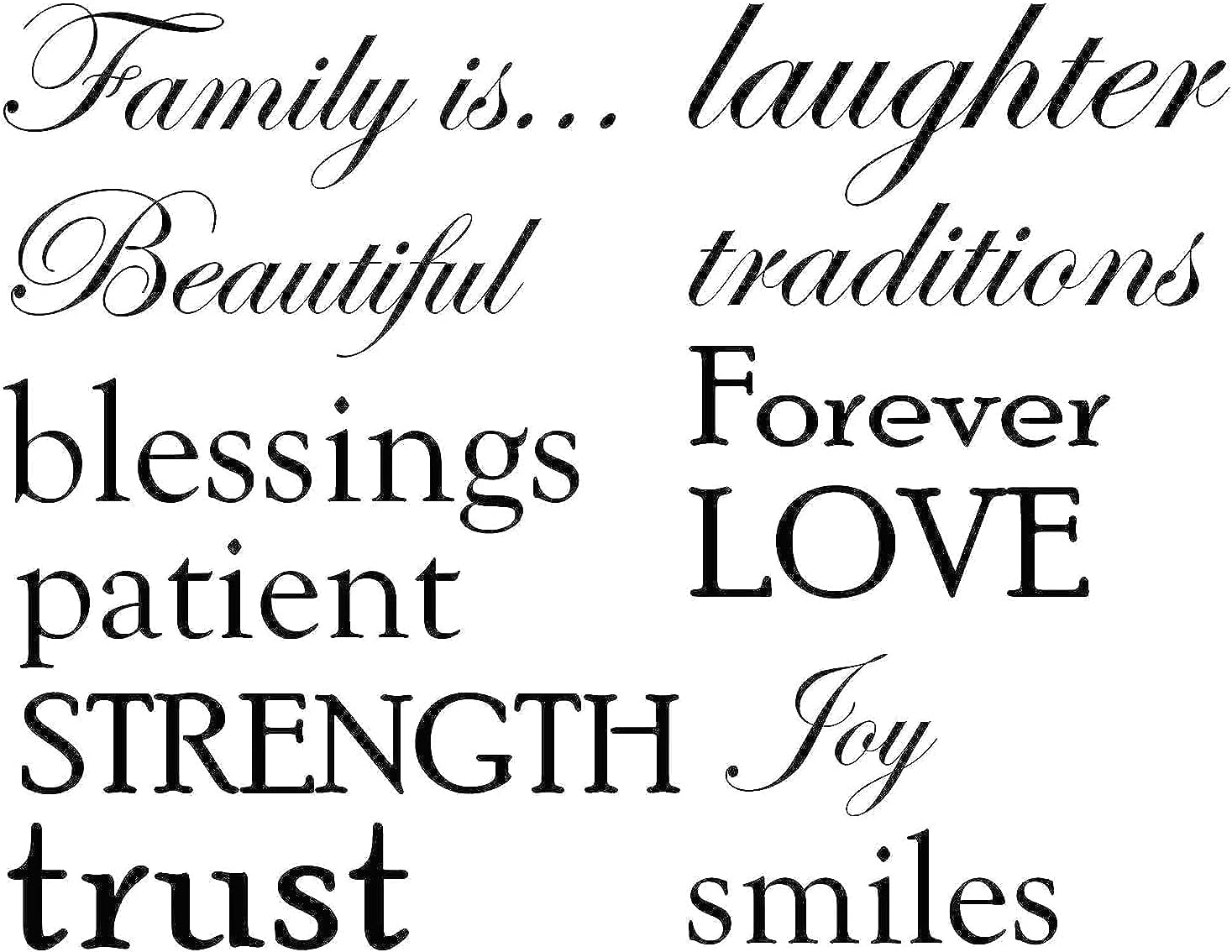 Set of 12 Family Quote Words Vinyl Wall Sticker Picture Frame Wall Family Room Art Decoration #1332 (Matte Black)