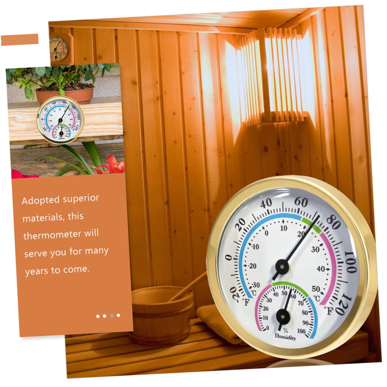 Alasum Indoor Outdoor Thermometer Hygrometer Wall-Mountable Mini Temperature Humidity Gauge Scale for Home Office Garden Kitchen image number 3