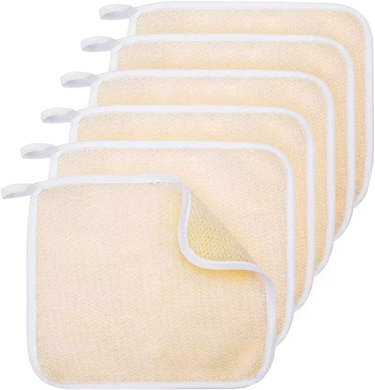 6 Pack Exfoliang Face and Body Wash Bath Scrub Soft Weave Bath Towel Massage Cloth for Women and Man, Two Sides