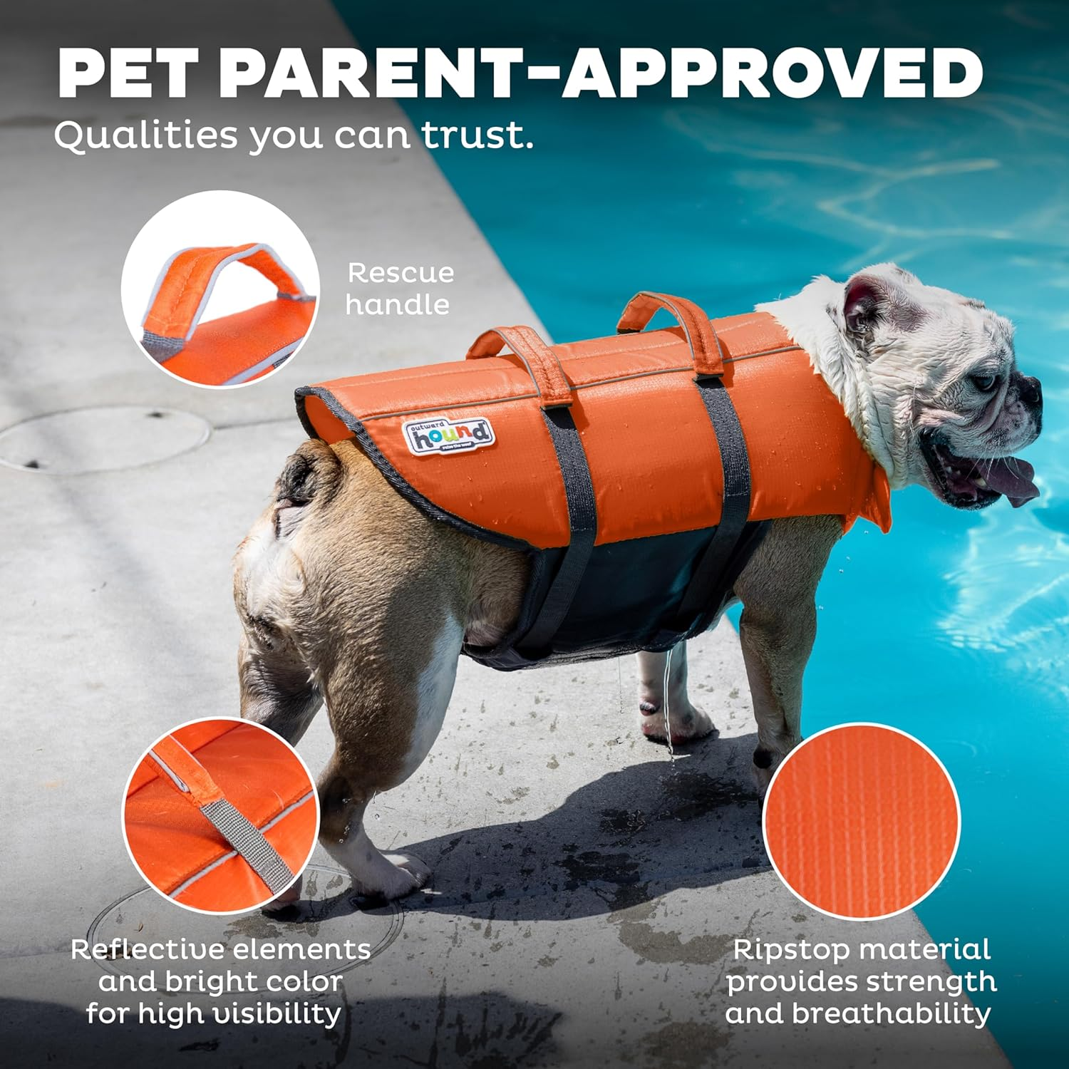 Outward Hound Pet Supplies XS (Pack of 1) Dog Life Jacket, Orange, XS Pack 1 US image number 6