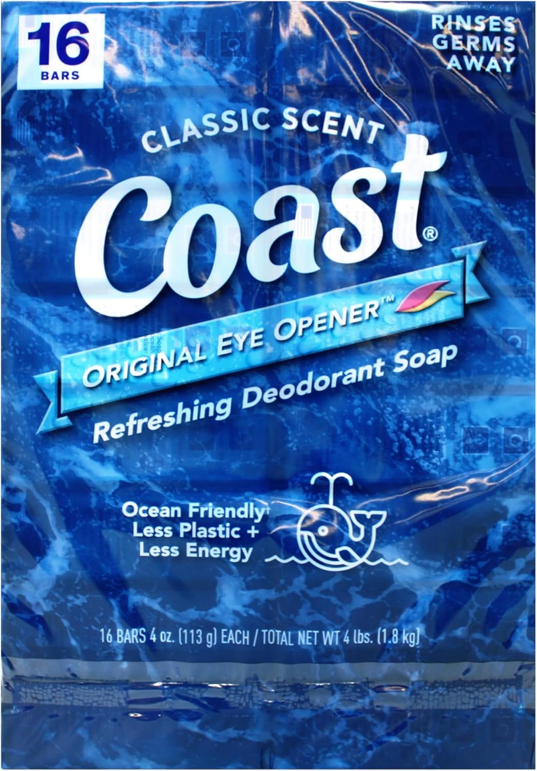 Coast Refreshing Deodorant Soap Bar - 16 Bars - Thick Rich Lather Leaves Your Body Feeling Energized and Clean - Classic Pacific Force Scent image number 3