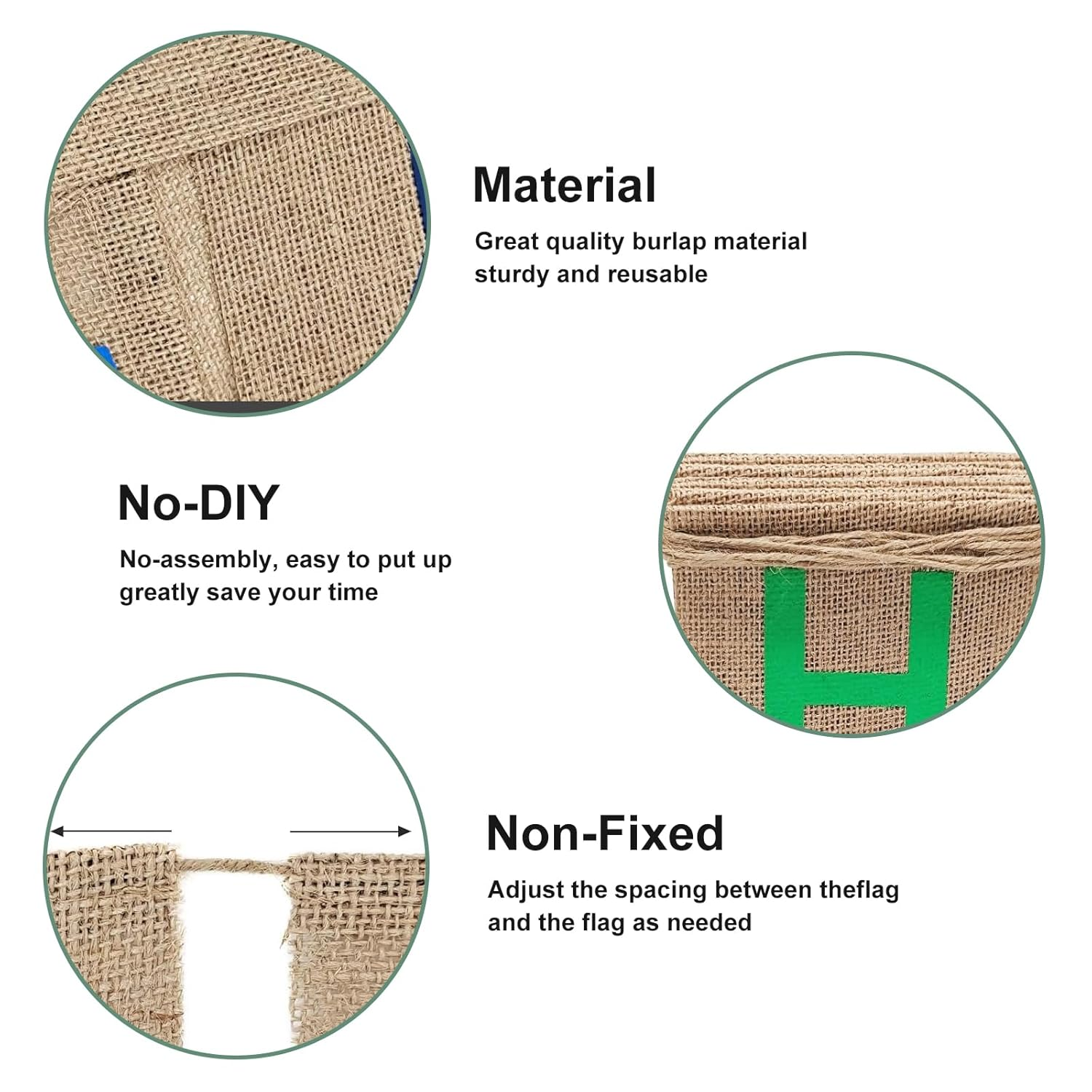 Happy Birthday Banner - 13Ft/4M Imitation Linen Bunting with 13 Swallowtail Flags Birthday Party Decorations for Indoor & Outdoor Celebrations image number 4