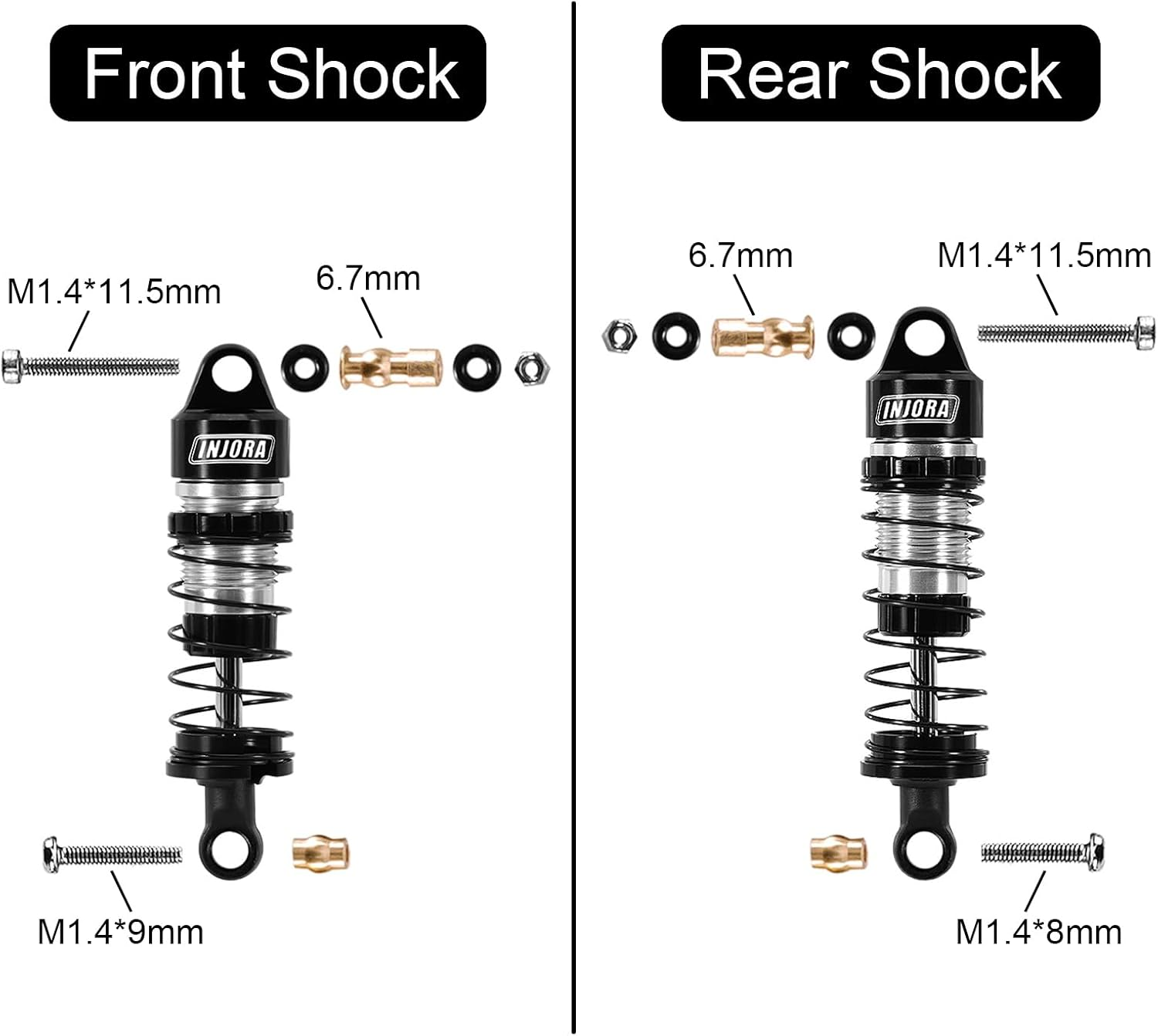 INJORA Aluminum Oil Shocks for Buggy Losi Micro-B/Micro-T (Front & Rear) image number 1