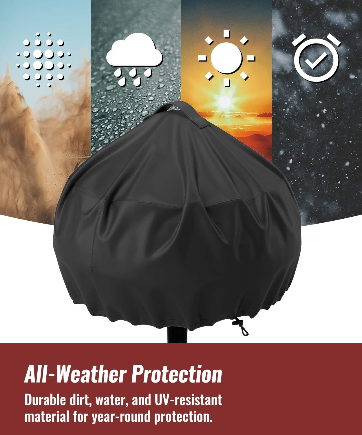 NUPICK Grill Cover for George Foreman 15-Serving GGR50B, GFO3320, GFO240 Electric Grill, Easy Take off Handle Design, All Weather Resistant Small round Grill Cover
