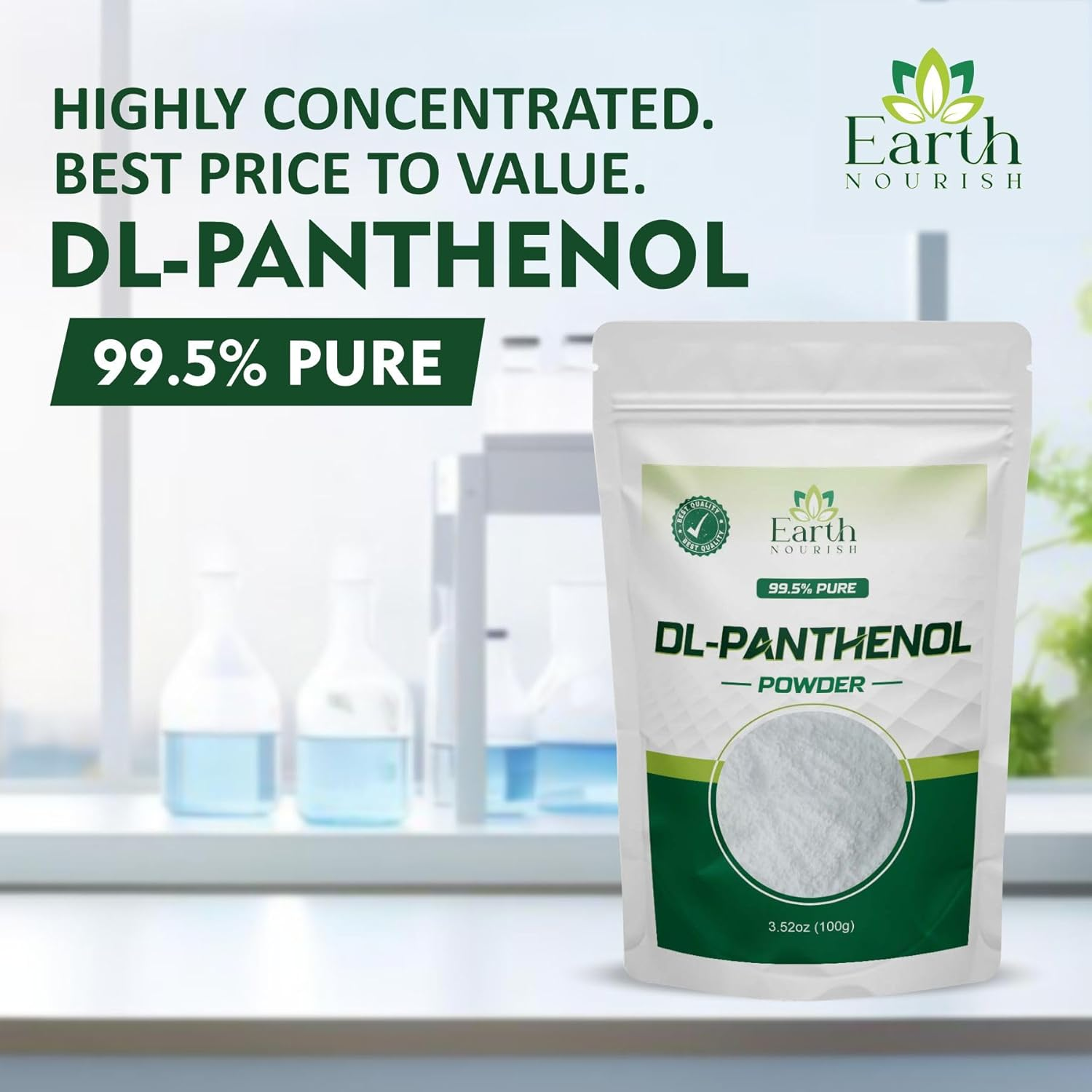 Earth Nourish Dl-Panthenol Powder 100G / 3.52Oz - Provitamin B5 for Hair, Skin & DIY Cosmetics image number 5