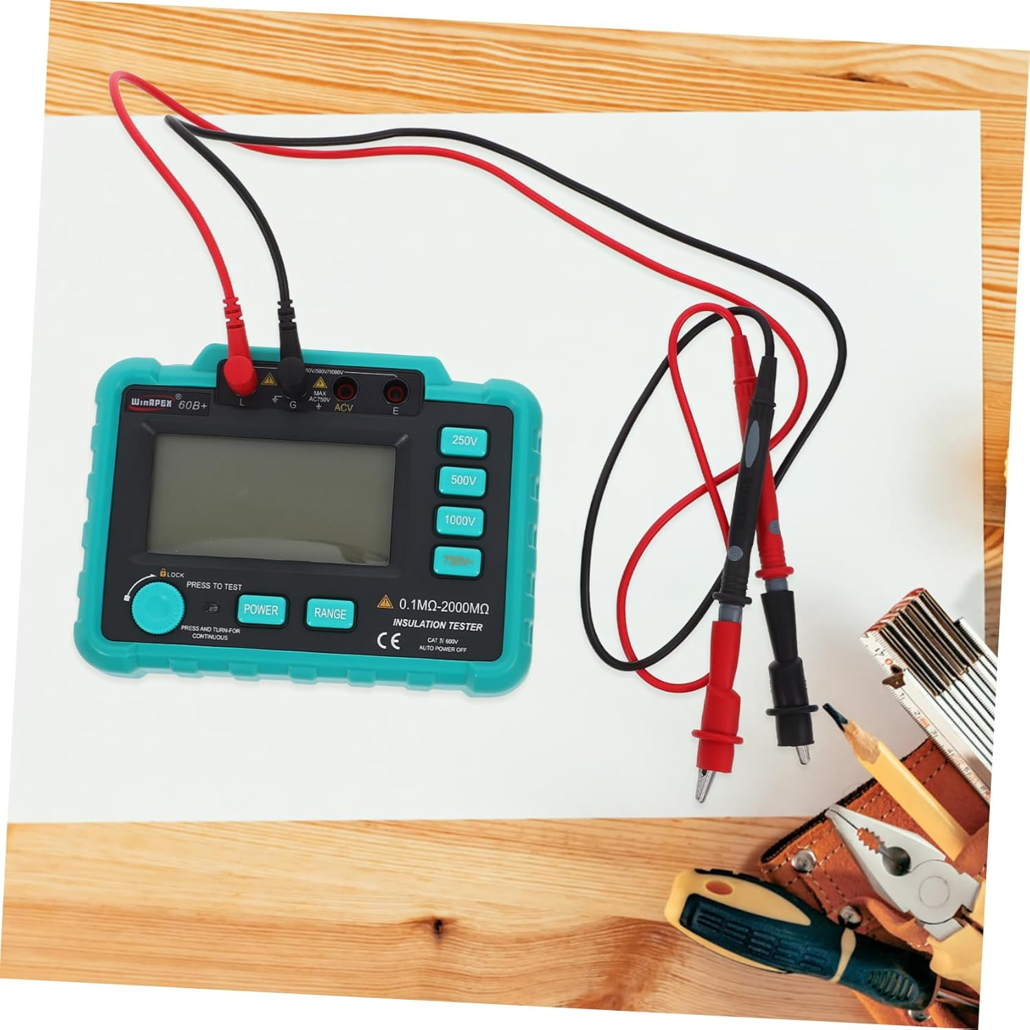 Baluue Insulation Resistance Tester Electronic Resistance Tester Digital Megohm for Auto Electrical Tools Backlight LCD Display Suitable for Insulation Testing Scenarios image number 1