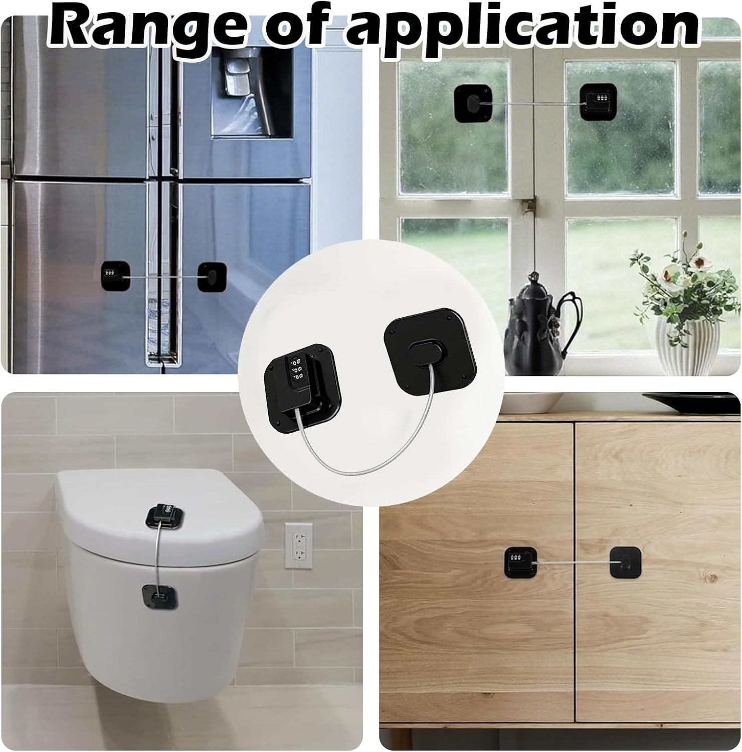 Fridge Lock & Drawer Lock, Heavy Duty Combination Lock for Refrigerator Cabinets, Drawers, Easy Install No Keys Needed (Black-1Pack) image number 5