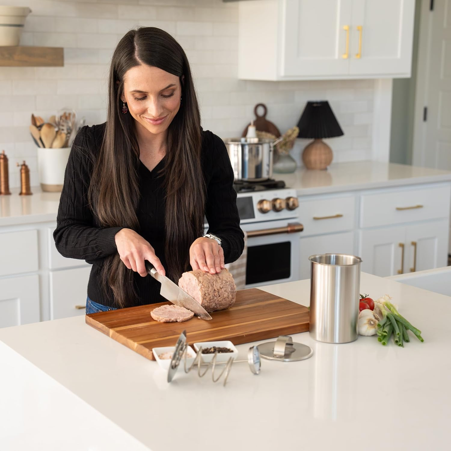 Oleex Lunch Meat Press Mold for Deli Meats-Homemade Ham Maker Meat Press Tool with Cooking Thermometer, 10 Cooking Bags & Recipe Book-Multipurpose Stainless Steel Pressure Sandwich Lunchmeat Maker image number 3