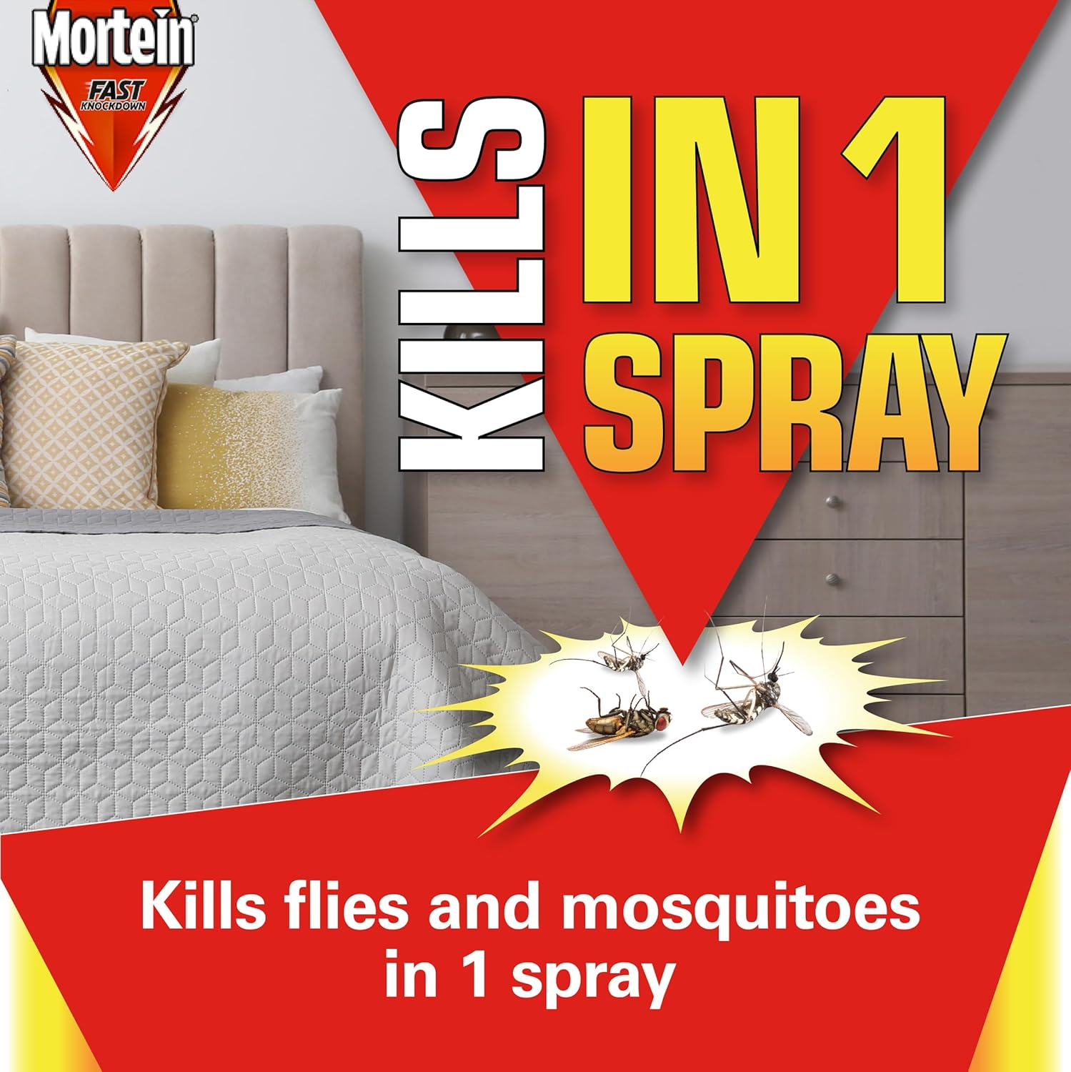 Mortein Fast Knockdown Insect Spray Odourless Fly & Mosquito Killer 350G image number 4