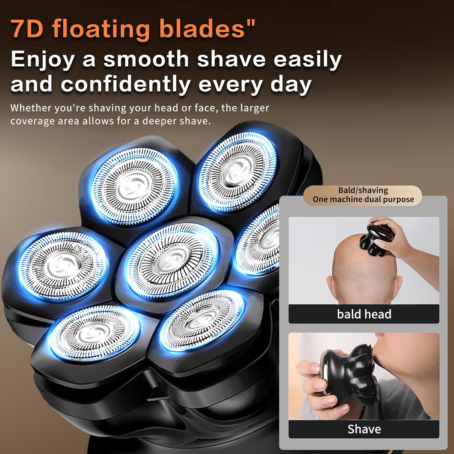 Head Shavers for Bald Men - Yinicare 7D Mens Razors for Shaving Electric Led Display Wet & Dry Bald Head Shaver Ipx6 Waterproof Shaver Type-C Charging image number 1