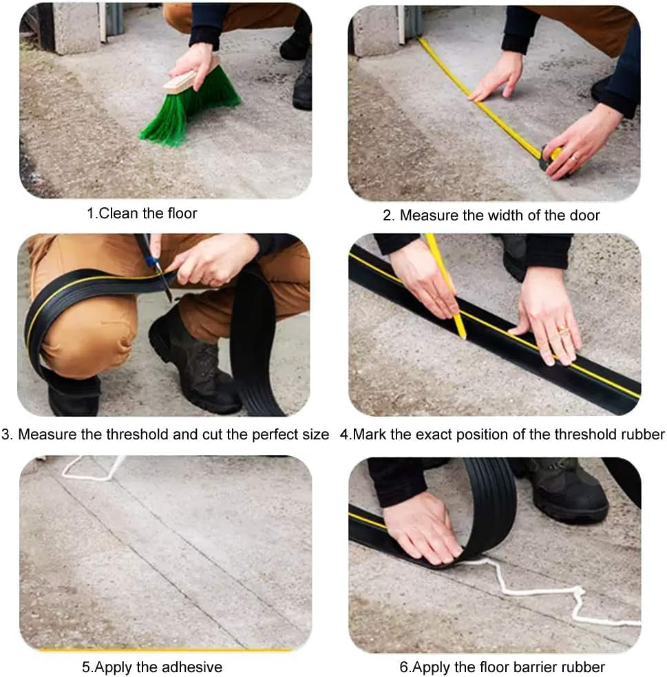 Universal Garage Door Seal, 6M Garage Door Threshold Seal Strip, Door Weather Stripping Bottom Replacement Rubber, Not Include Adhesive/Sealant (20 FT) image number 5