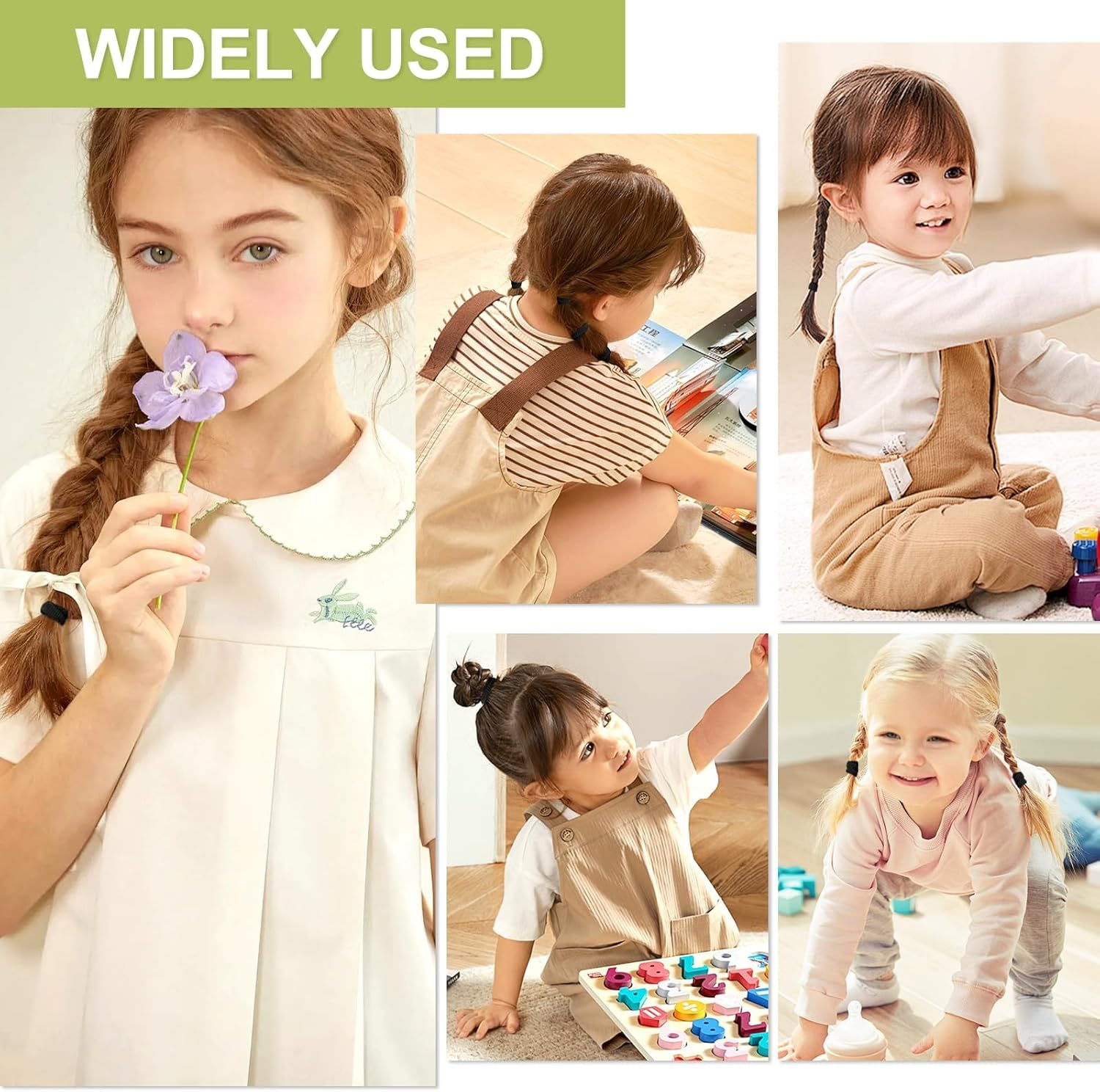 Hanyousheng Pack of 200 Elastic Hair Bobbles Small Hair Bobbles Girls Mini Hair Scrunchies Black Ponytail Holder Perfect for Children, Babies, Little Girls, Black image number 1