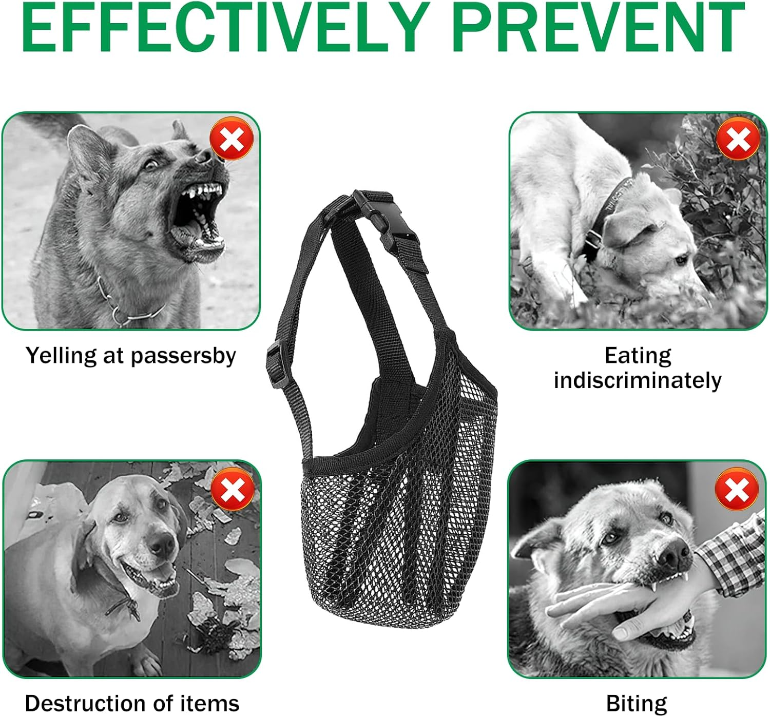 Muzzle for Dogs, Poison Bait Protection Muzzle Adjustable and Breathable for Large Safety Lock for Dogs Weighing 25-37.5 Kg for Prevents Biting Chewing and Barking (L) image number 4