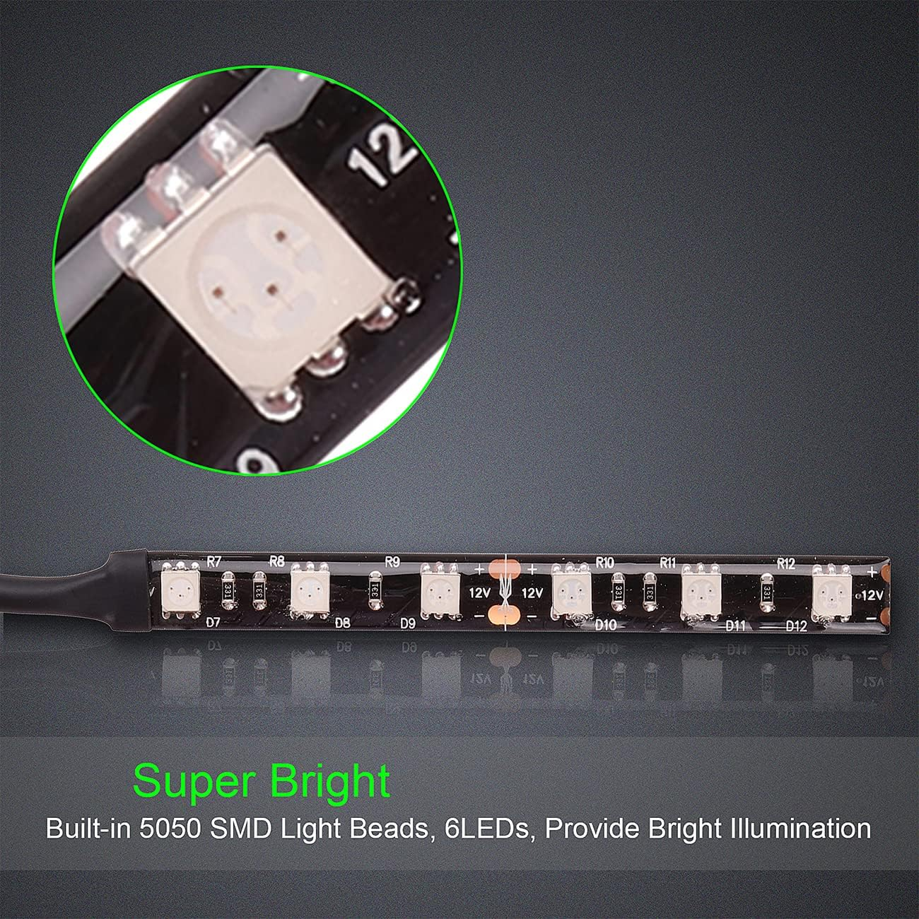 Kinstecks 2PCS 6Leds Motorcycle LED Strip Light Bar Turn Signal Indicator Blinker Strip Lights Backup License Plate Strip Light 12V Universal for Motorcycles Atvs Scooters Vehicles-Amber