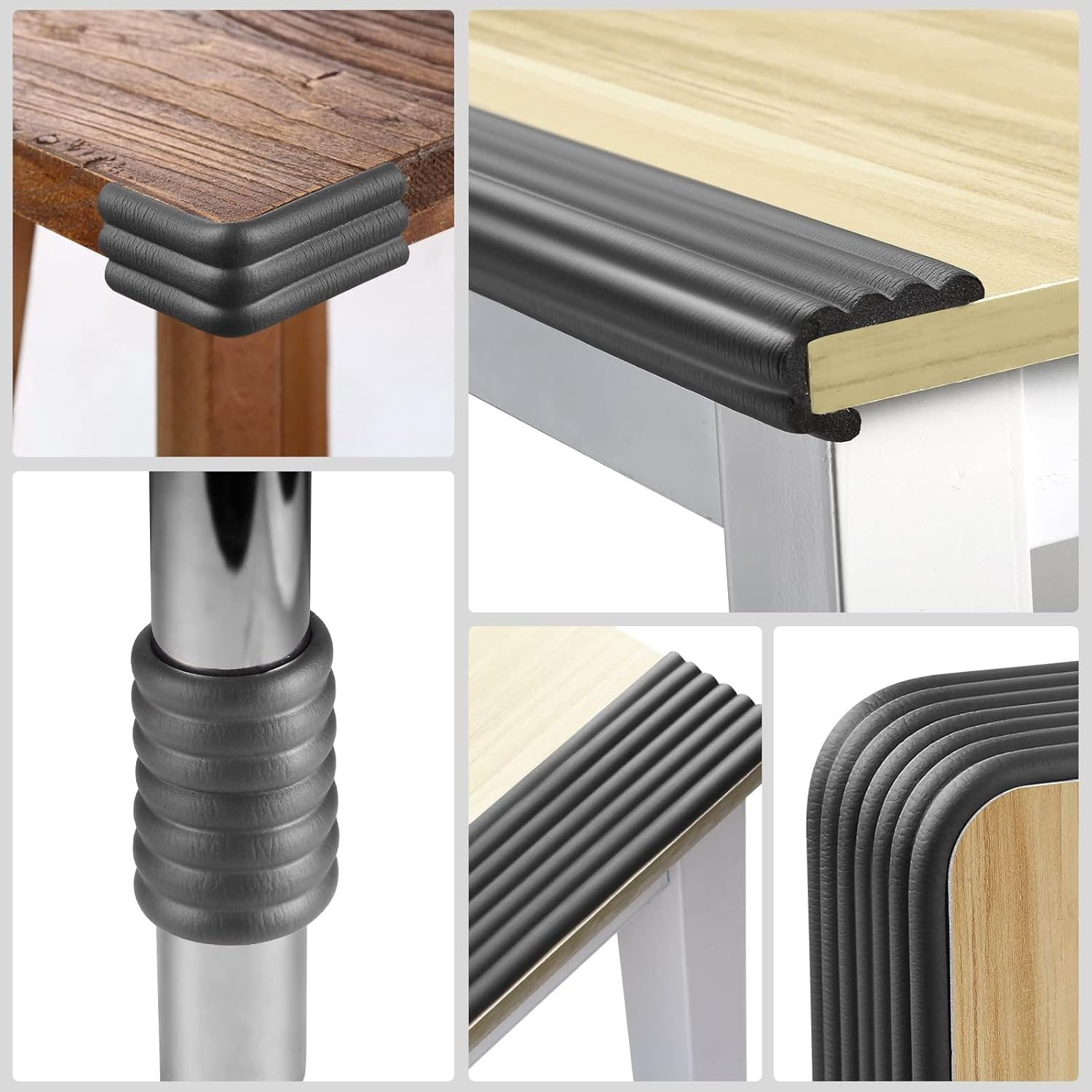 Proofing Edge Corner Protector, 16.4 Ft Edge Guards Padding with 3M Adhesive, Extra-Wide Soft NBR Rubber Foam Padding, Furniture,Sharp Edge Safety Corner Edge Bumper Guard-Black image number 4