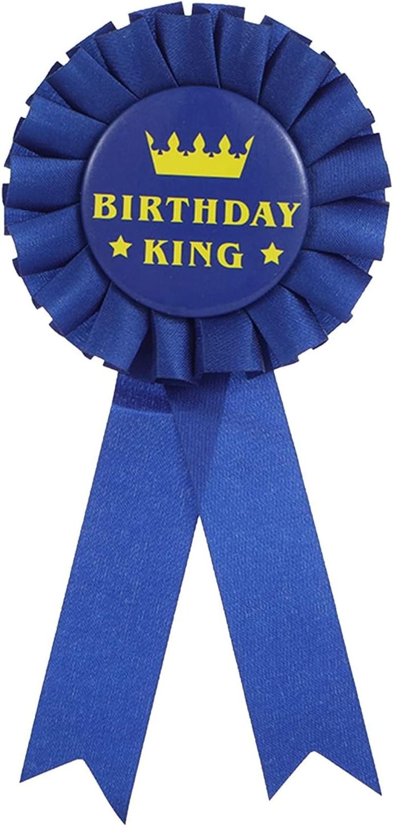 Birthday King Award Ribbon,Blue Satin Fabric Birthday Men Tinplate Badge Pin,Happy Birthday Party Accessory Brooch Pins,Happy Birthday Boy Party Button Pins（Blue）