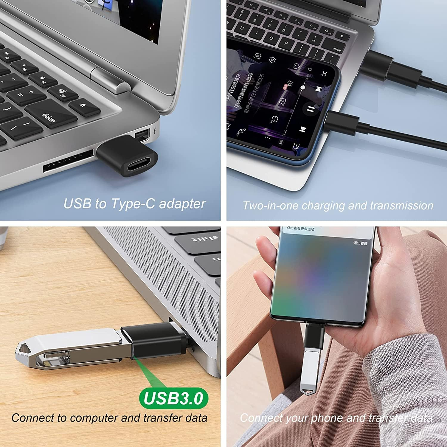 USB-C Adapter, USB-C to USB-A Adapter, Lightning to USB C Adapter, USB-C to USB 3.0 Adapter,Micro-Usb to USB-C Adapter, for Iphone 17 16 15 14,Ipad,Macbook,Samsung, Apple Watch 6Pack image number 4