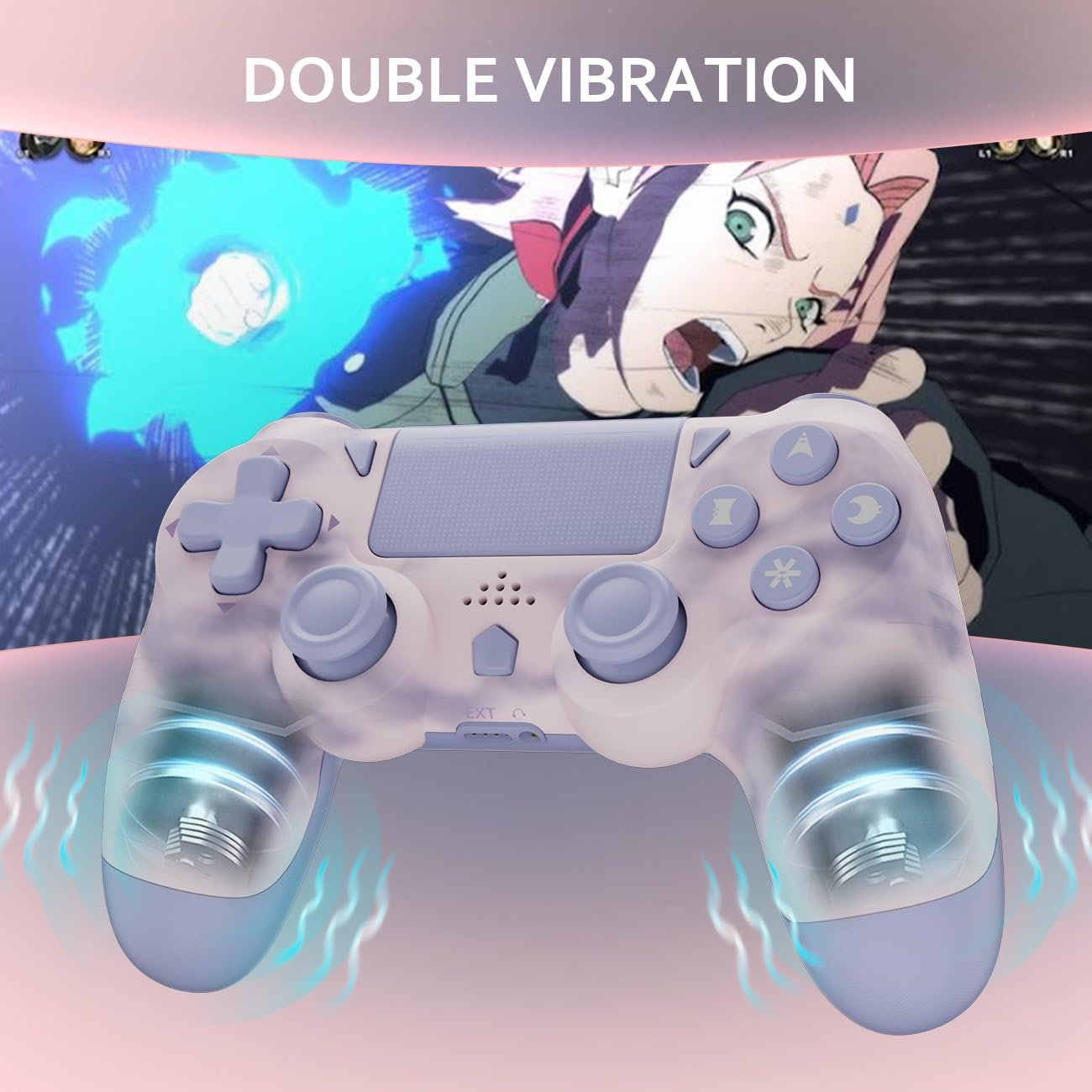 Wireless Controller for PS4, Gamepad for Playstation 4 with Double Vibration/6-Axis Sensor/Type-C Charhing Port/Headphone Jack, Ergonomic Non-Slip Grip Compatible with Playstation 4/Slim/Pro (Pink) image number 5