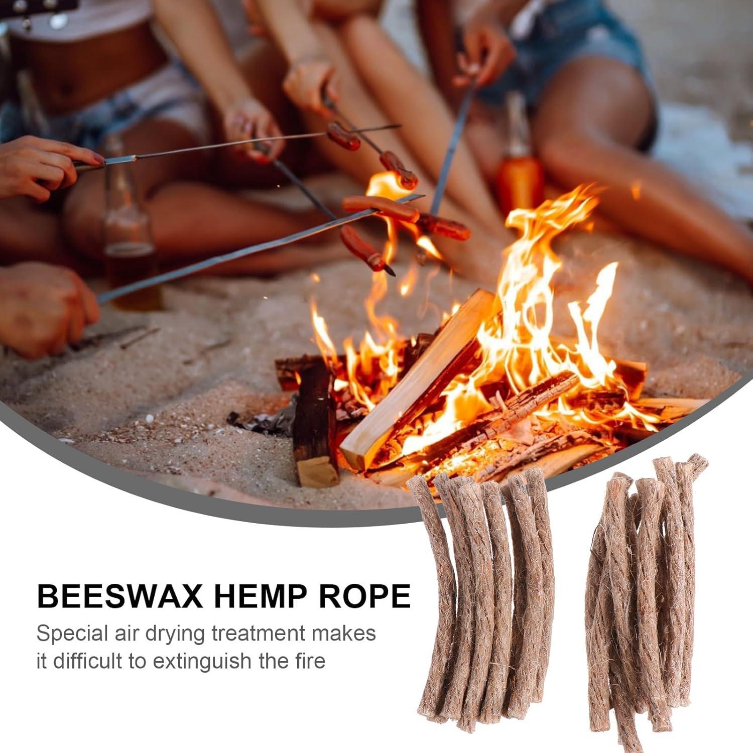 WOONEKY Camping Fire Starter Rope Wick 20Pcs Set Wax-Infused Jute Cord for Hiking Outdoor Survival and Barbecue Use image number 2