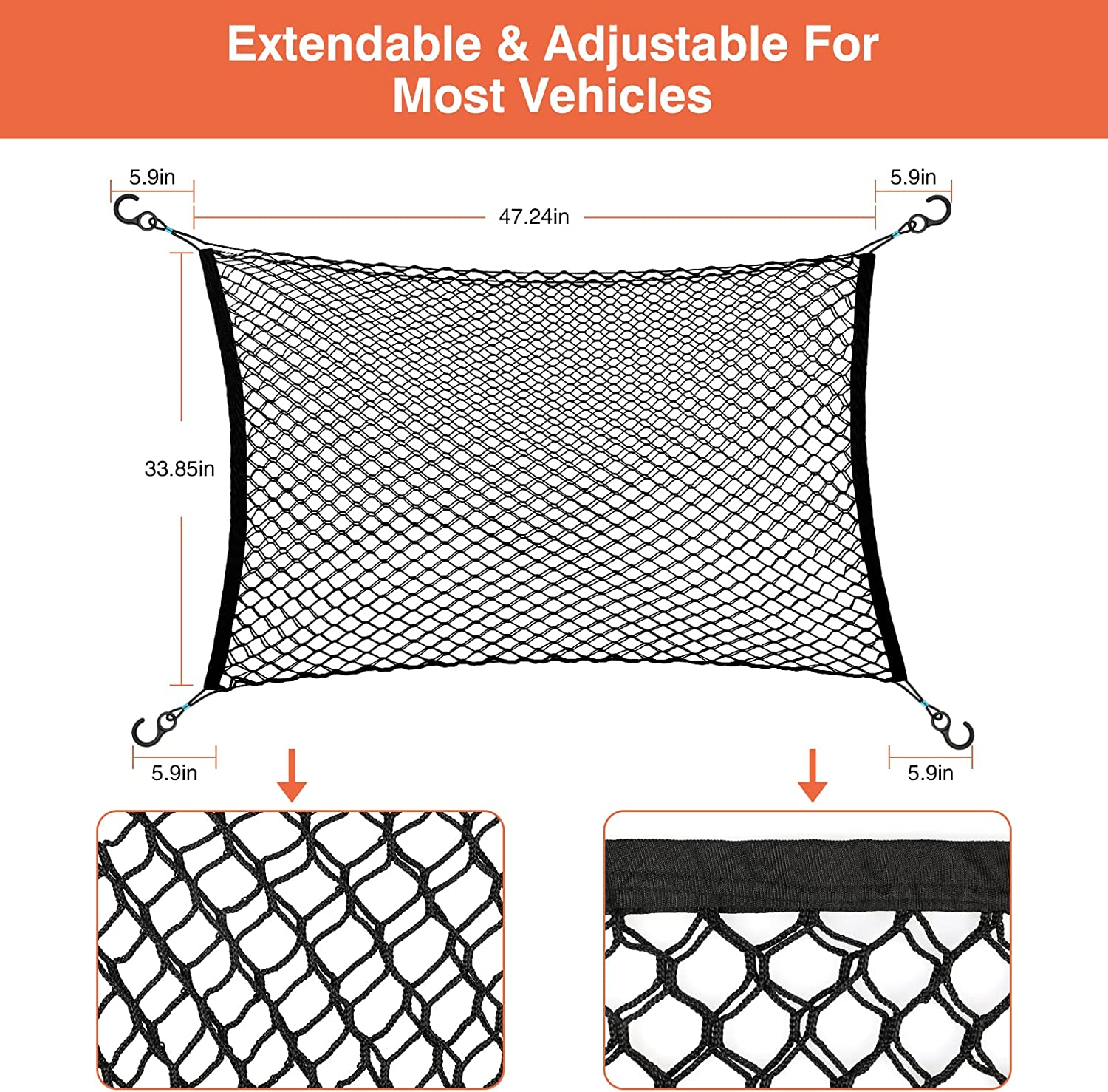 Dog Car Barrier, Double Layer Adjustable Pet Separation Net Compatible with SUV Vans Trucks 47.24X33.85 image number 1