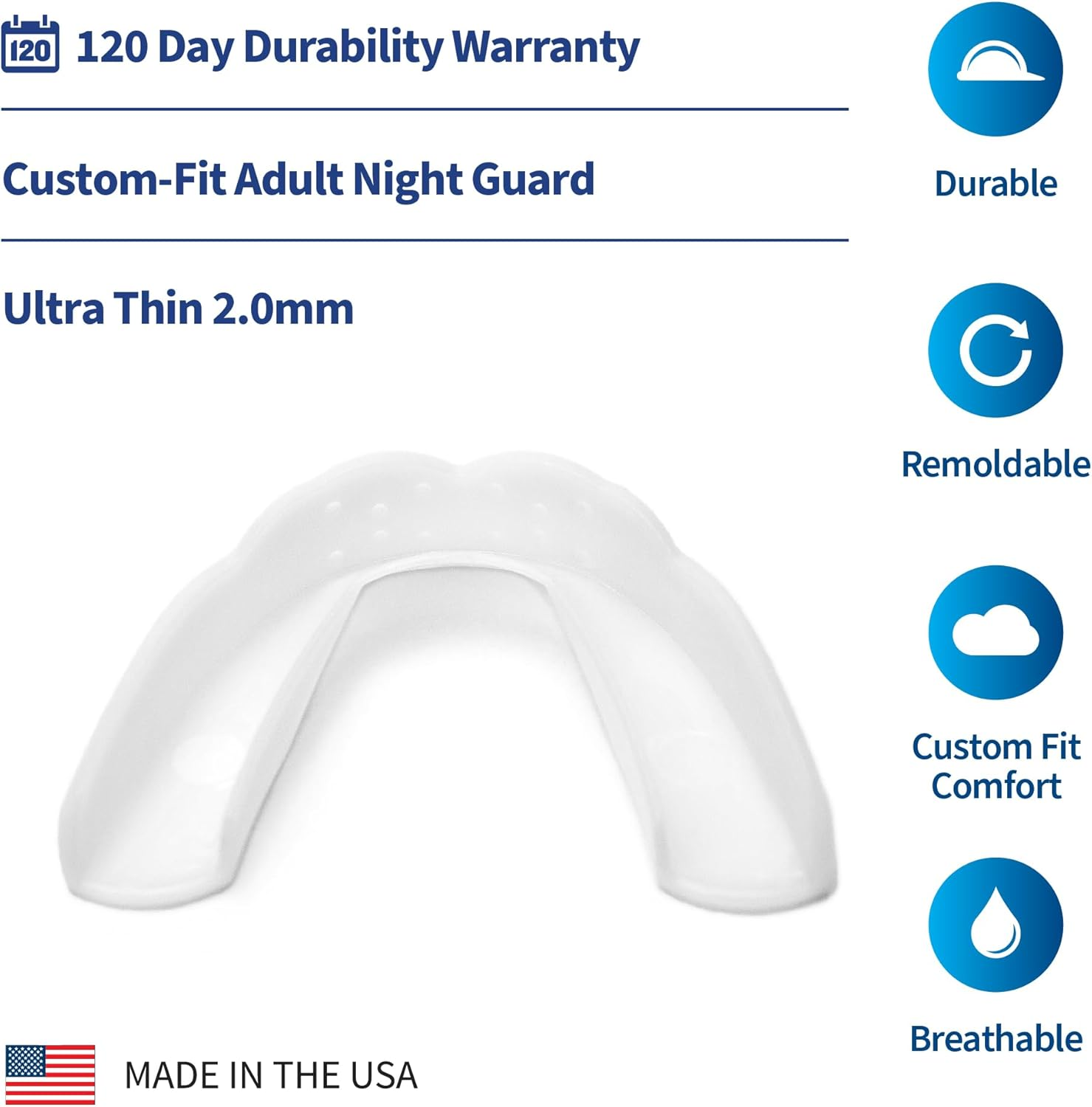 Sova 3D 1.6Mm Night Guard Custom-Fit Dental Mouth Guard, Snow White image number 4
