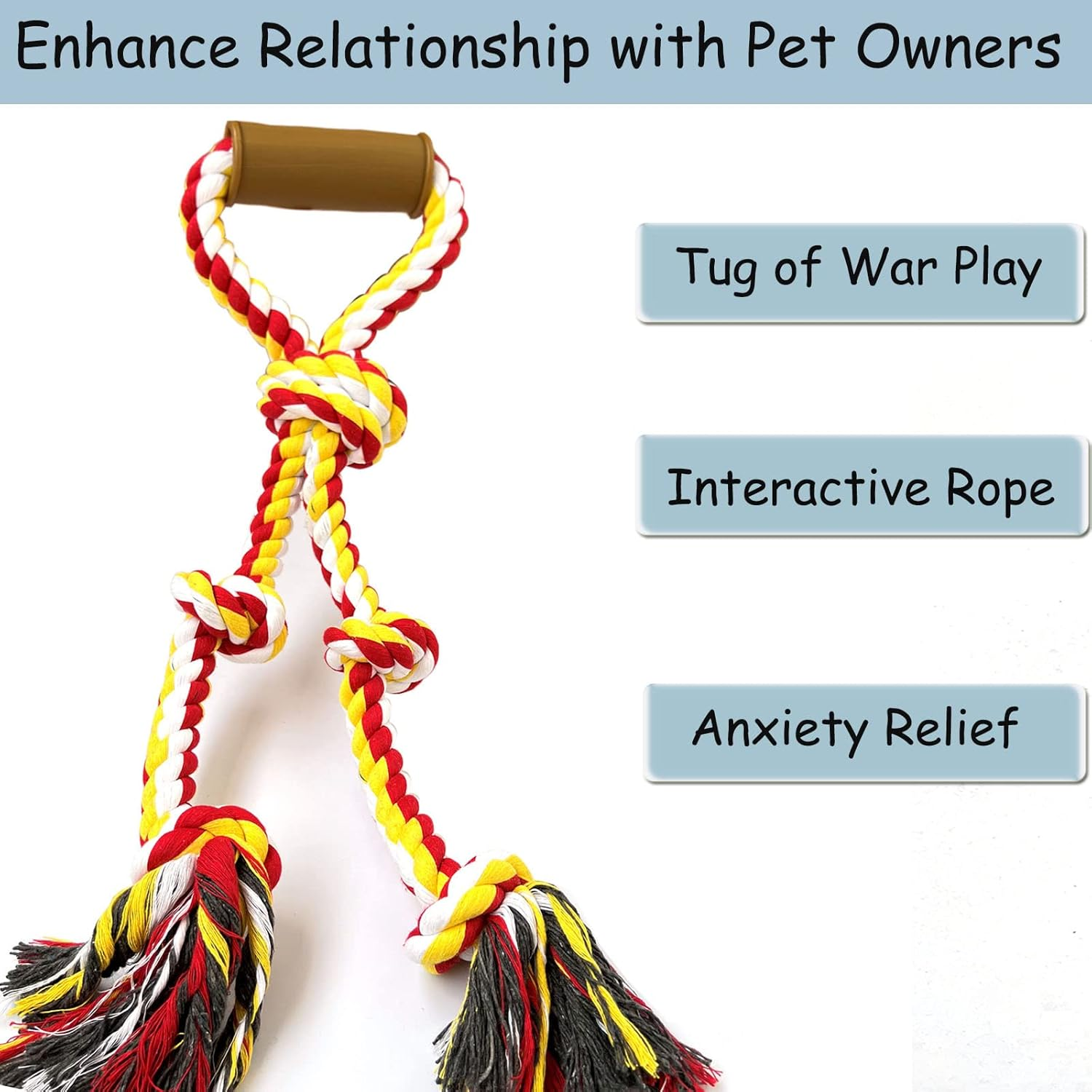 Extra Large Dog Rope Toys for Aggressive Chewers Tug of War Rope Interactive Heavy Duty Outdoor Medium Large Breed XL Dog Chew Rope Durable 3 Way Dog Rope Tough Pull Rope with Handle - Blue image number 2
