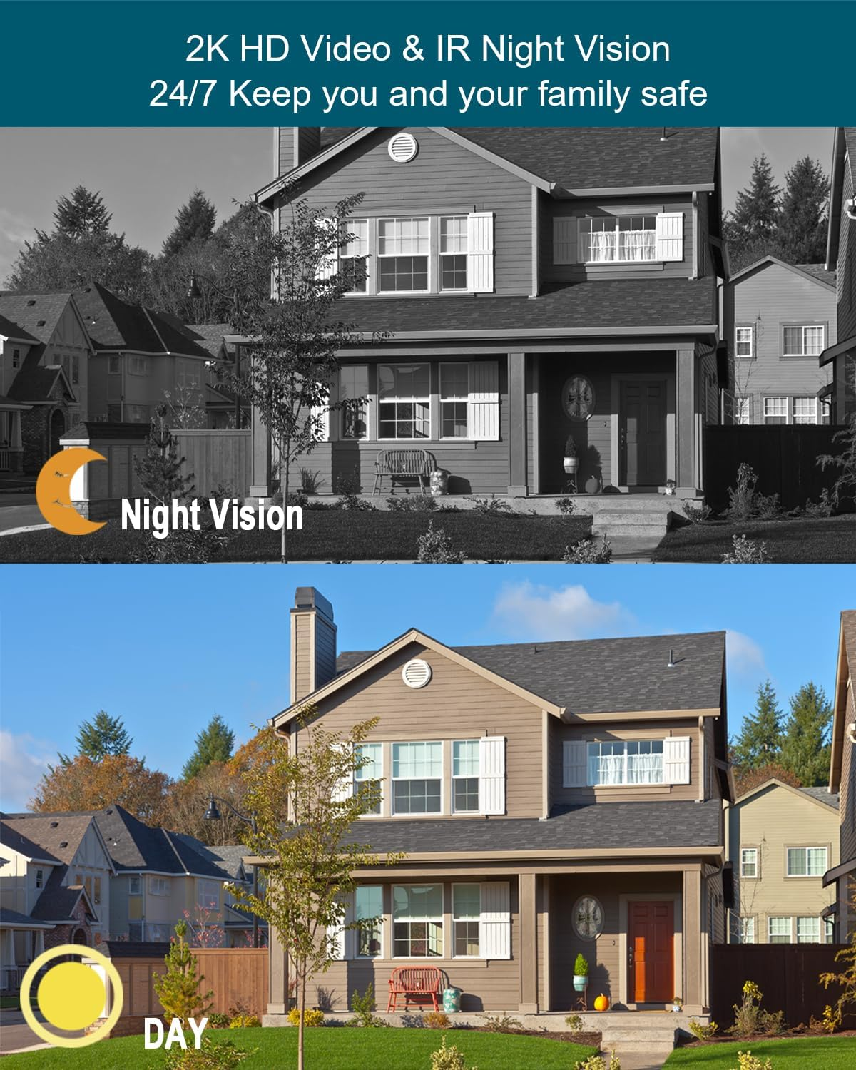 Doorbell Camera Wireless 2K, Video Doorbell with Chime,Cloud Storage,Human Motion Detection, Real Time,2-Way Audio, Night Vision, IP65, 166&deg;Wide Angle image number 2