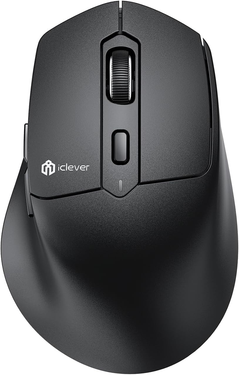 Iclever MD360 Ergonomic Bluetooth Mouse with Mouse Jiggler, Wireless Rechargeable Mouse, BT&2.4G for 3 Devices Connection, 4 Adjustable DPI, Silent Click, Compatible with Ipad/Mac/Pc image number 4