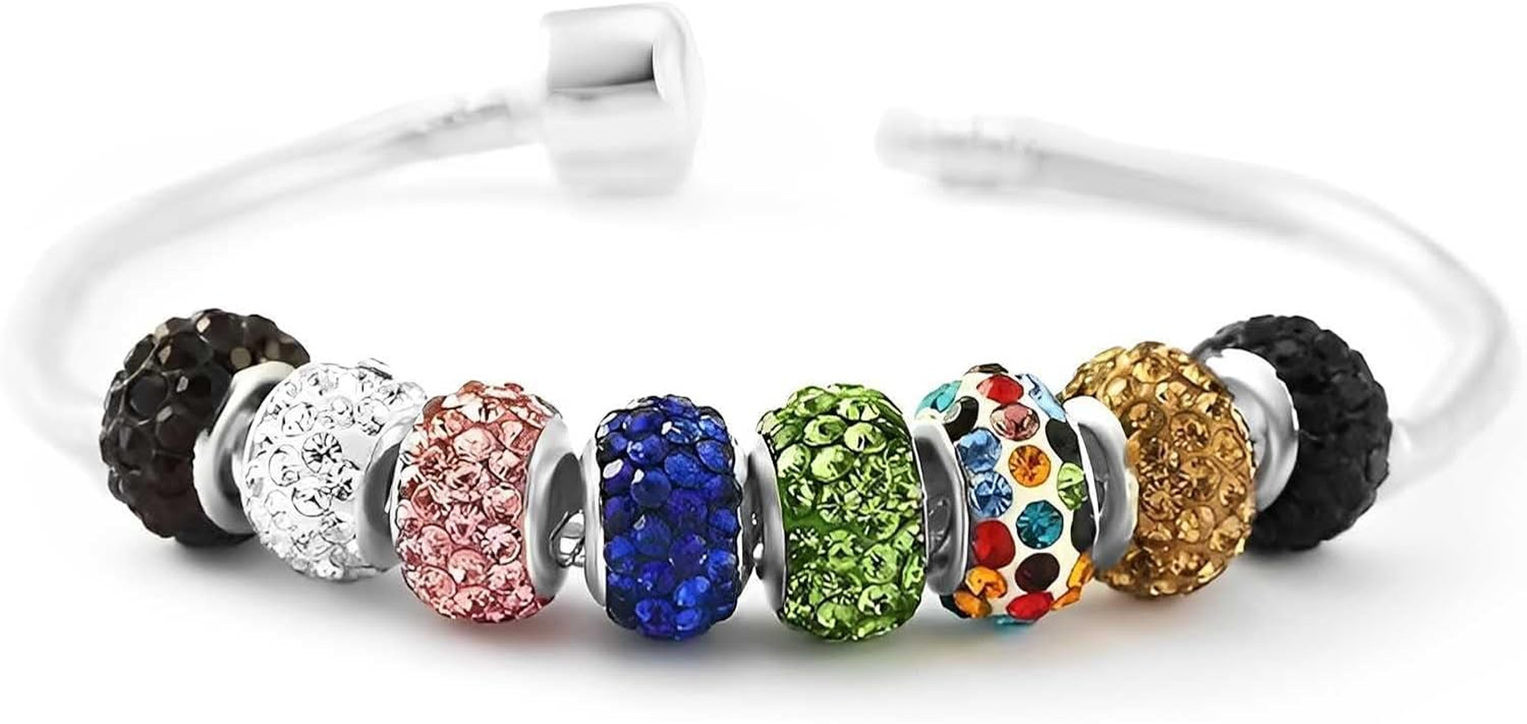 Shemboli 50 PCS Large Hole Beads Rhinestone European Beads Crystal Charm Beads Spacer Rhinestone Beads for Pens Making Bulk Beadable Pens Jewelry Making Supplies DIY Crafts Bracelet(Mix,12Mm) image number 2