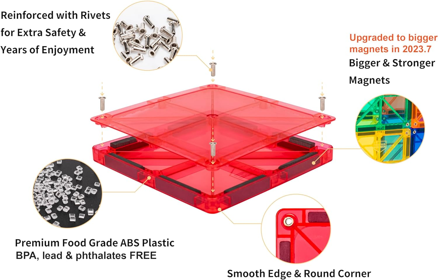 Magnetic Tiles Kids Toys STEAM Magnet Toys for Toddler Magnetic Blocks Building Toys Preschool Learning Sensory Montessori Toys for 3+ Year Old Boys and Girls, Safe Creativity Toddler Kids Toys image number 3