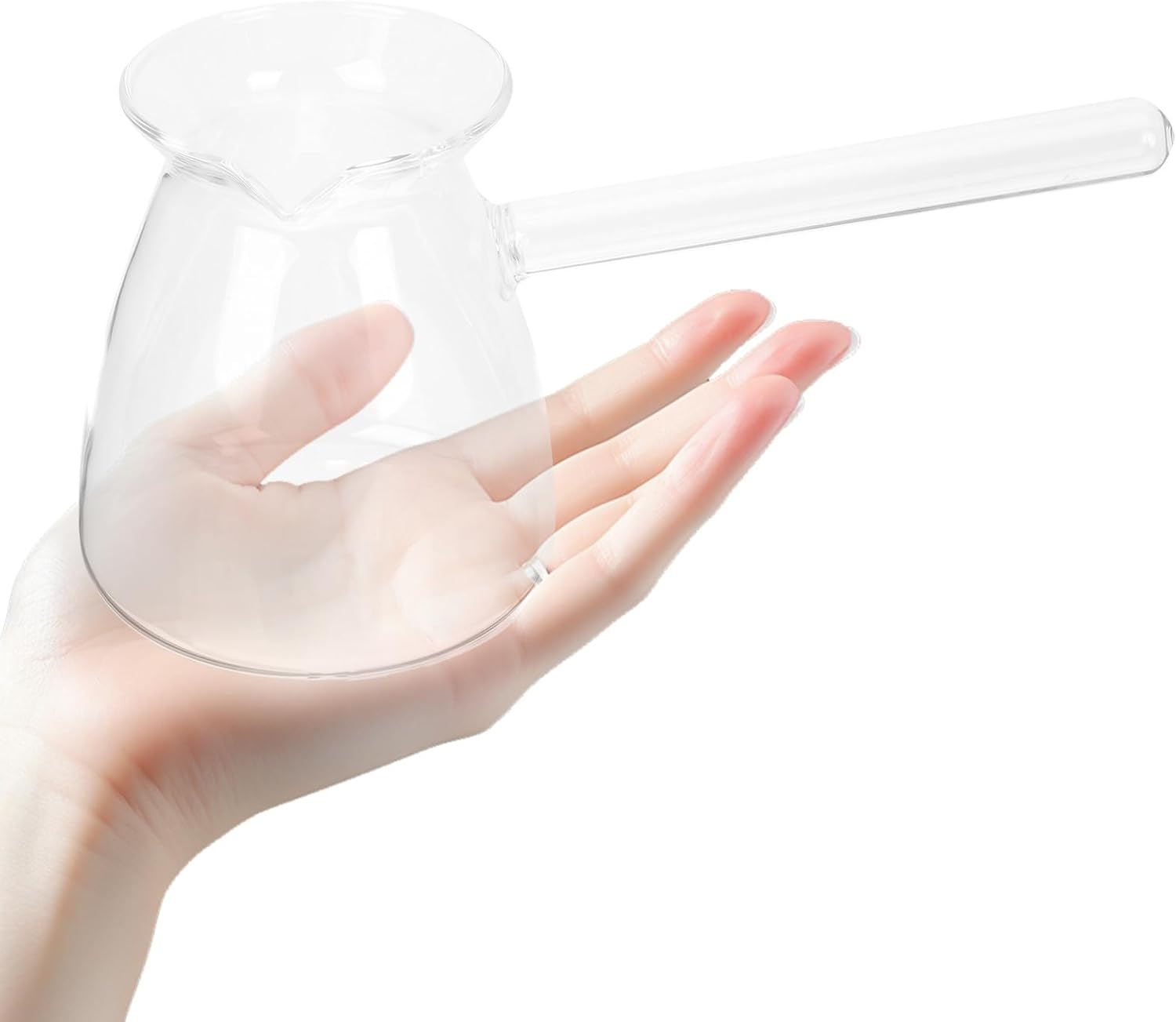 ULTECHNOVO Transparent Thickened Glass Turkish Coffee Pot with Side Handle Heat-Resistant Borosilicate Stove Pot for Tea Brewing Milk Warming and Household Use image number 6