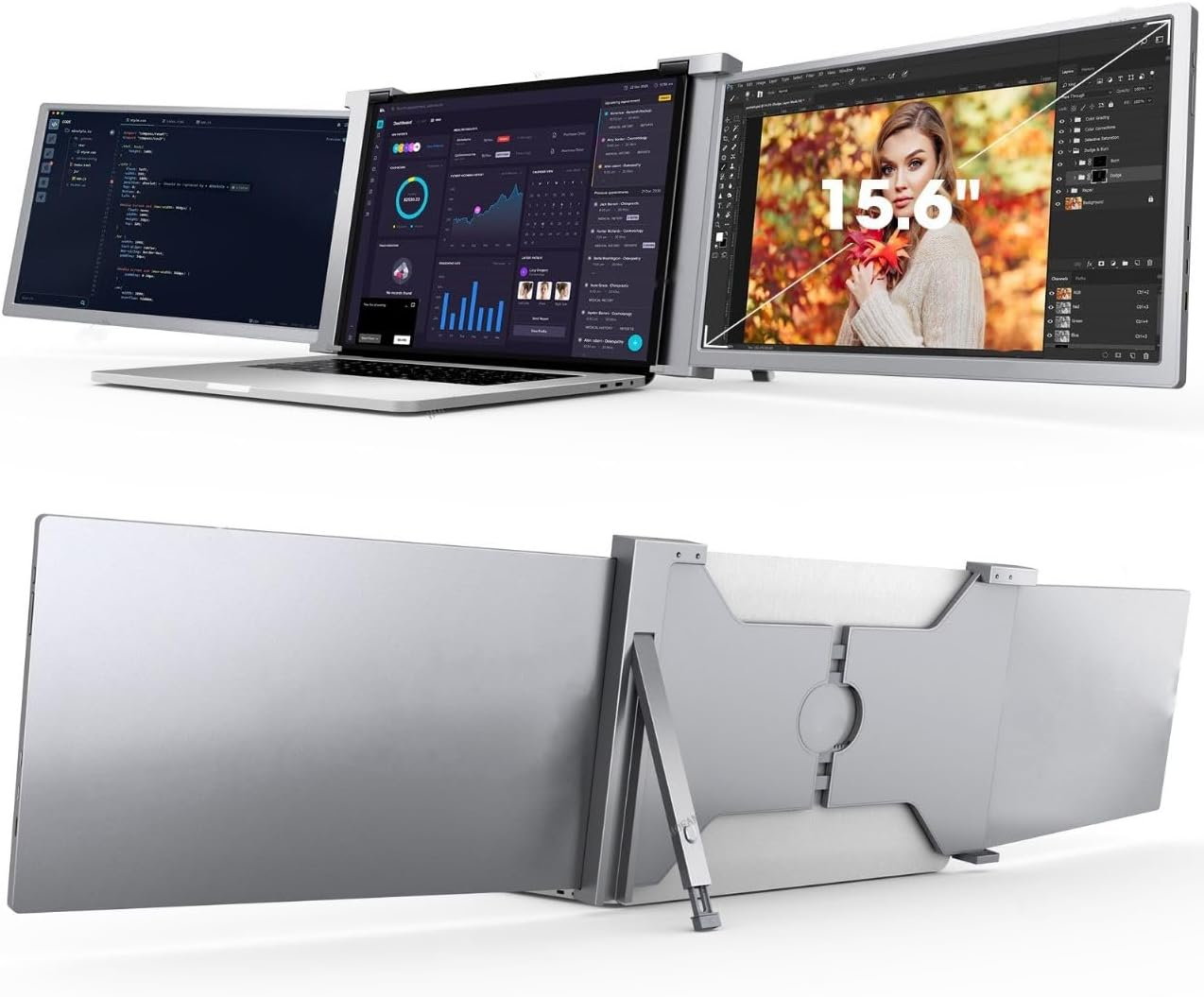 Trion Portable Monitor Extender for Laptop Full HD Foldable Dual Screen 15.6 Inches - Grey (1 Year AU Warranty) image number 3