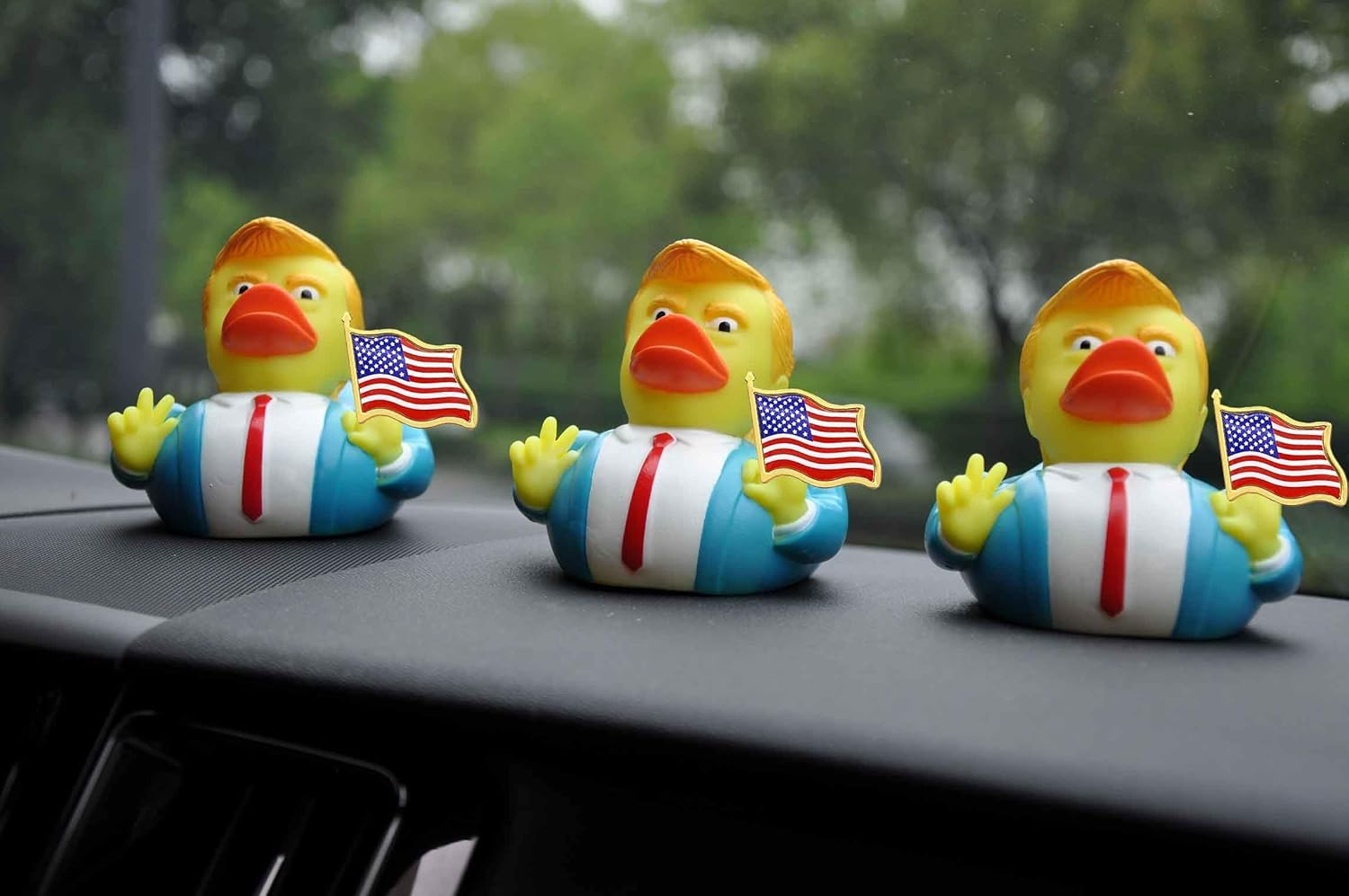 Donald Trump Flag Rubber Duck Decoration - Ornament for Car Dashboard or Bath, with Flag in Hand image number 6