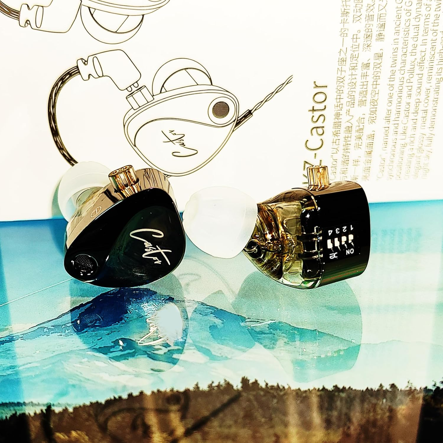 KZ Castor in Ear Monitor Headphones,Dual-Dynamic Driver Wired Earbuds, Hifi Improved Bass In-Ear Earphone Sound Tuning Noise Isolating IEM,2PIN Detachable Cable (Black(Improved Bass), without Mic)