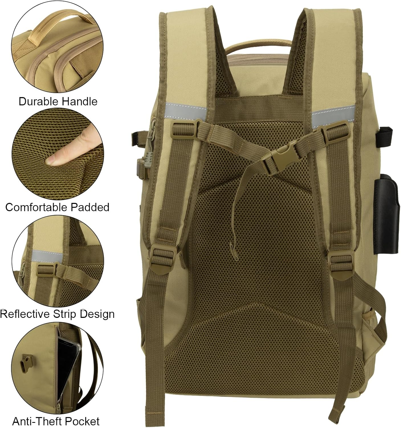 Fishing Backpack with Rod Holder, 40L Fishing Tackle Backpack with Cooler, Large Water-Resistant Fishing Tackle Bag Store Fishing Gear - Black_Camo image number 6