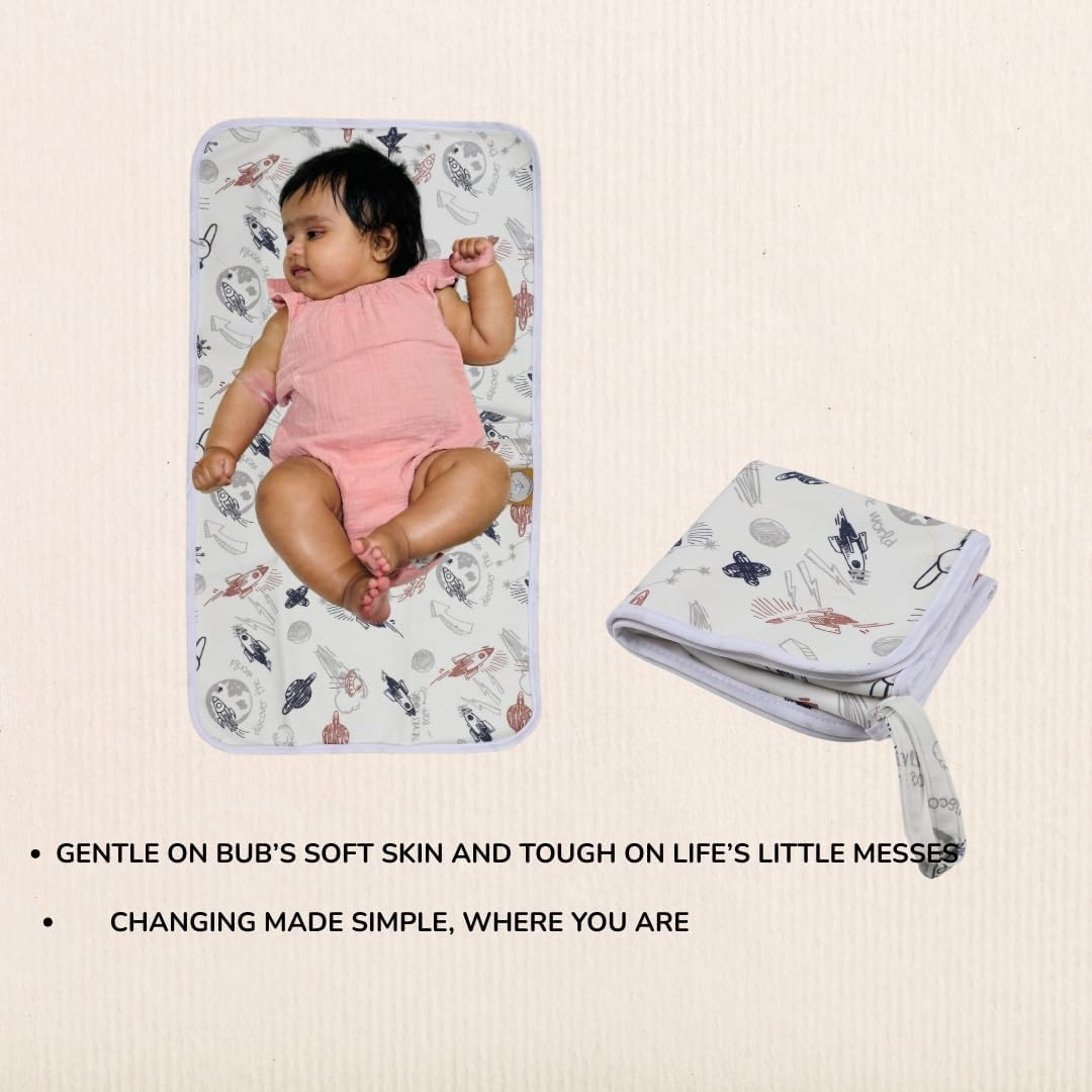 Set of 2 Baby Diaper Changing Pads (70X40 Cm) Portable and Reusable Changing Mats Newborn and Baby Underpad Mattress Protector for Baby Change Station and Travel 3 Layers Soft Cotton Waterproof PUL and Bamboo image number 5