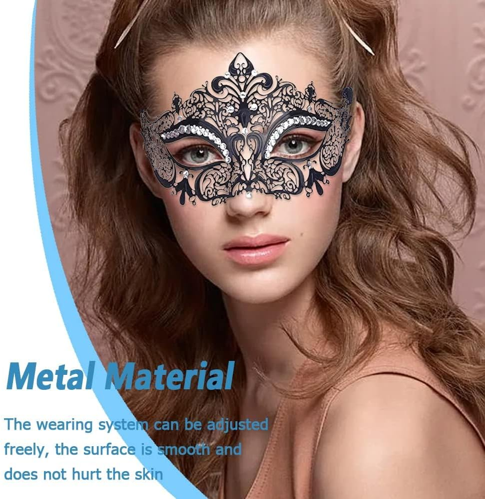 Masquerade Mask, Metal Masks Sexy Venetian Carnival Masks Fancy Dress, Venetian Mardi Gras Prom Mask for Women image number 6