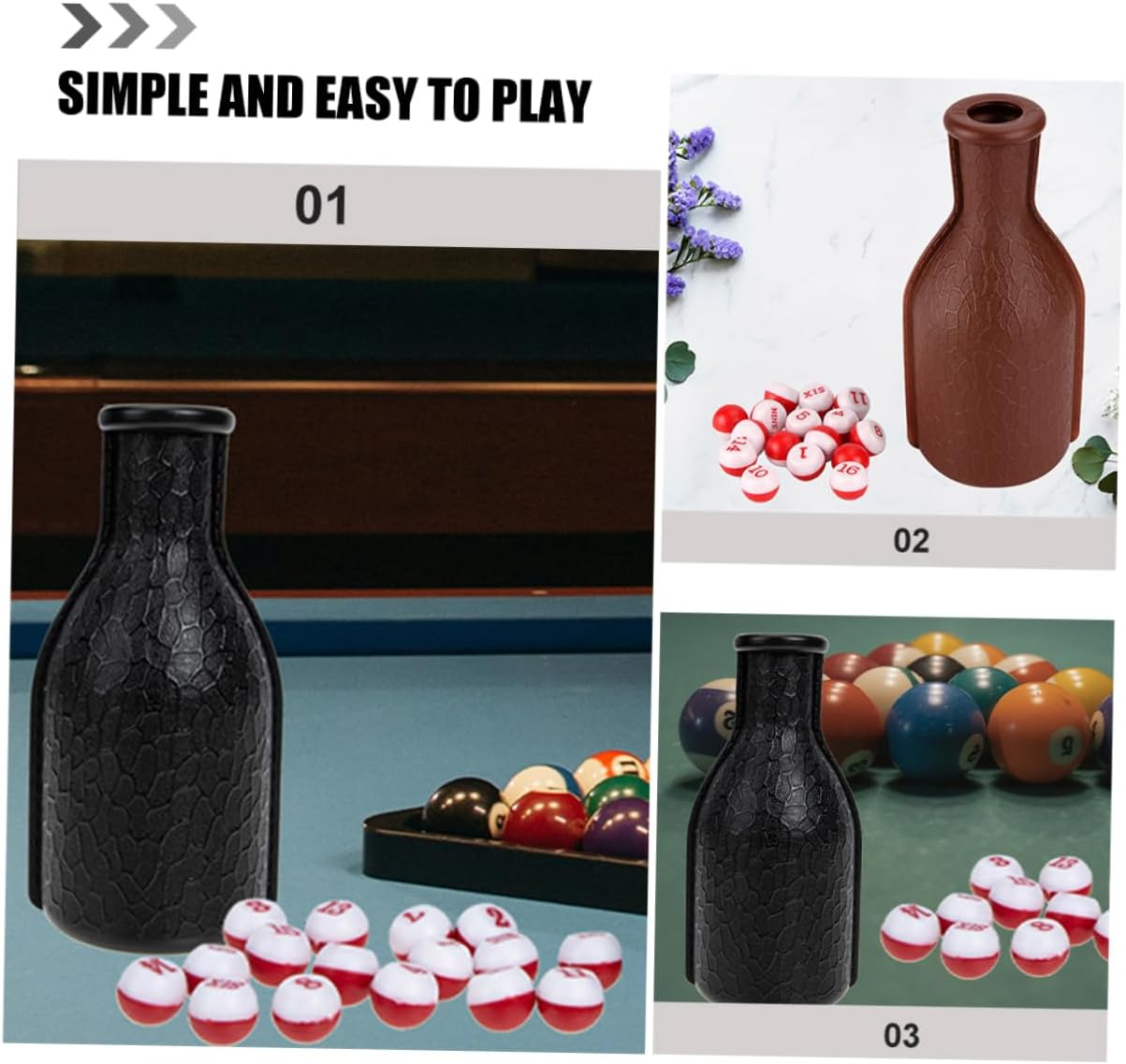 Outanaya 2 Sets Billiards Number Dice Billiard Pill Bottle Billiard Pool Dice Billiard Game Bottle Plastic Billiard Ball Dice Portable Billiard Bottle Snooker Bottle Pool Table image number 2