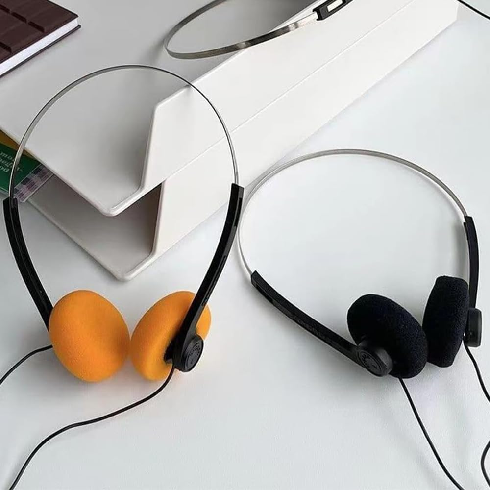 FRAINBOWZ Orange Retro Over-Ear Headphone,Earphone Headset Vintage Feelings Headphone,Retro Lightweight Earphones,Hi-Fi Stereo for Most Mobile Phones Playback Pevices Headphones and Earbuds image number 1