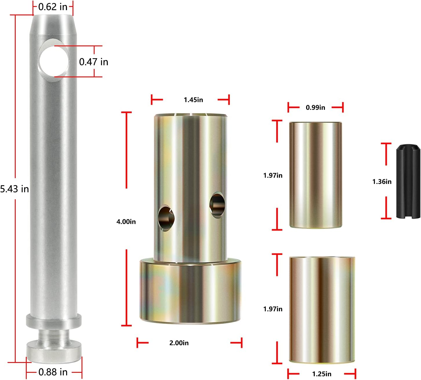 Cat 1 Quick Hitch Adapter Bushing Kit and S07070200 Cat 1 Top Link Pin Fits Category I 3-Point Hitch Tractors image number 4