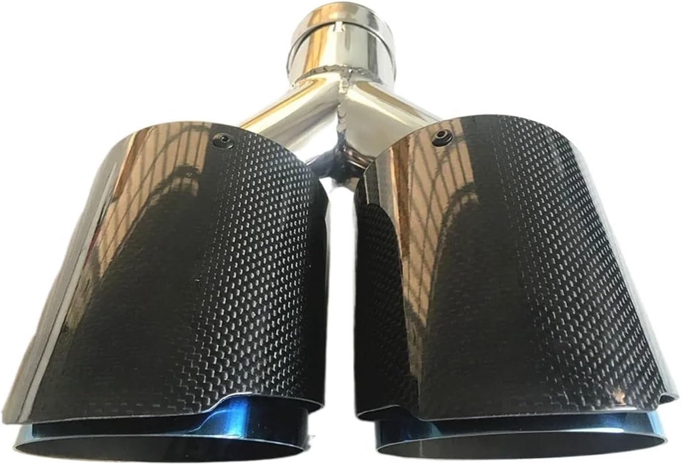 Fibre Grilled Bule Stainless Steel Universal DUAL Automobile Exhaust Tip Muffler Car Accessories Modification Tip(54-89Mm)