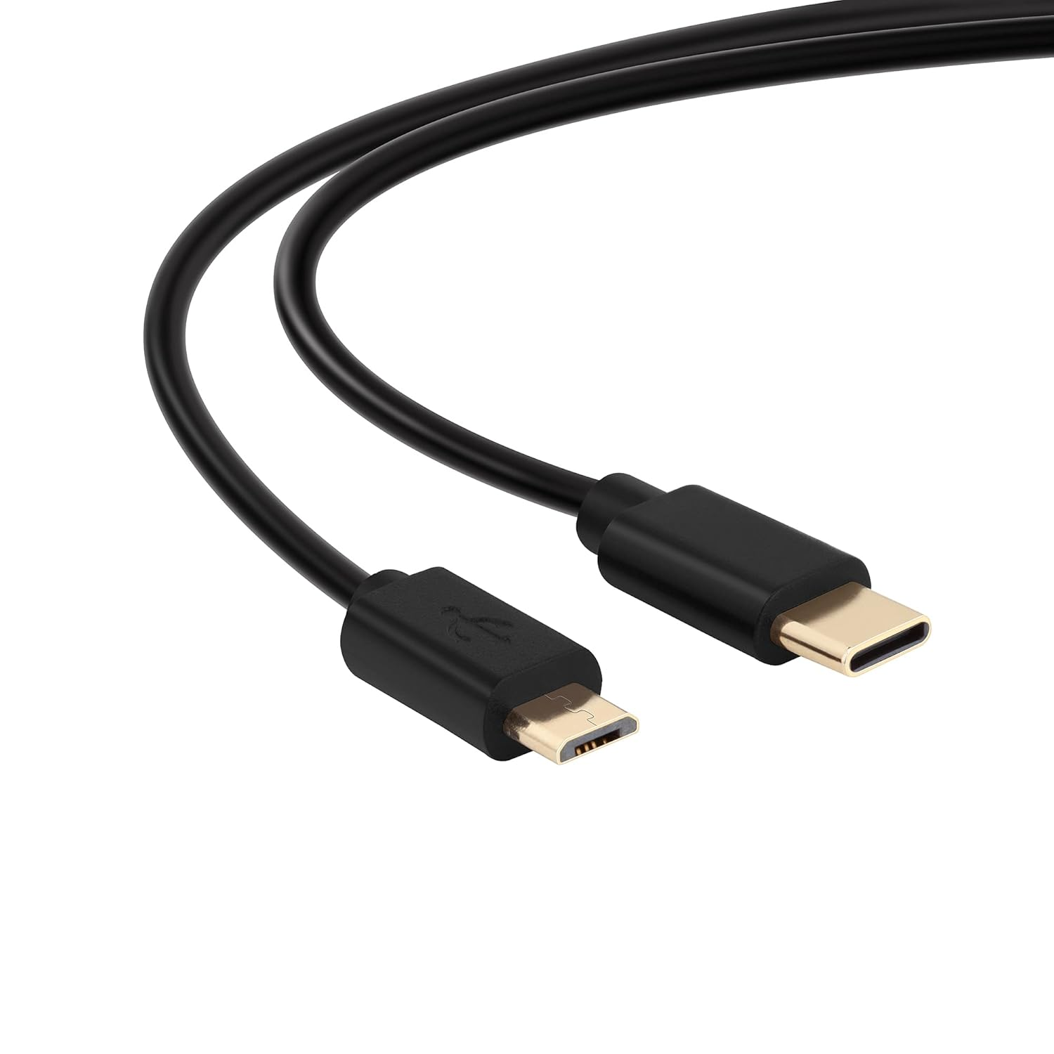 Conecto 1.50 M USB C to Micro USB 2.0 Connection Cable, Gold-Plated Connector Contacts, Data Cable and Charging Cable, Black